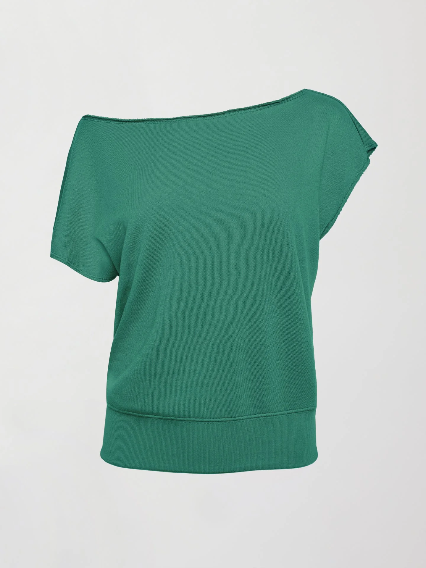 Carbon38 | Short Sleeve Off Shoulder Sweatshirt in French Terry | Malachite - Image 3