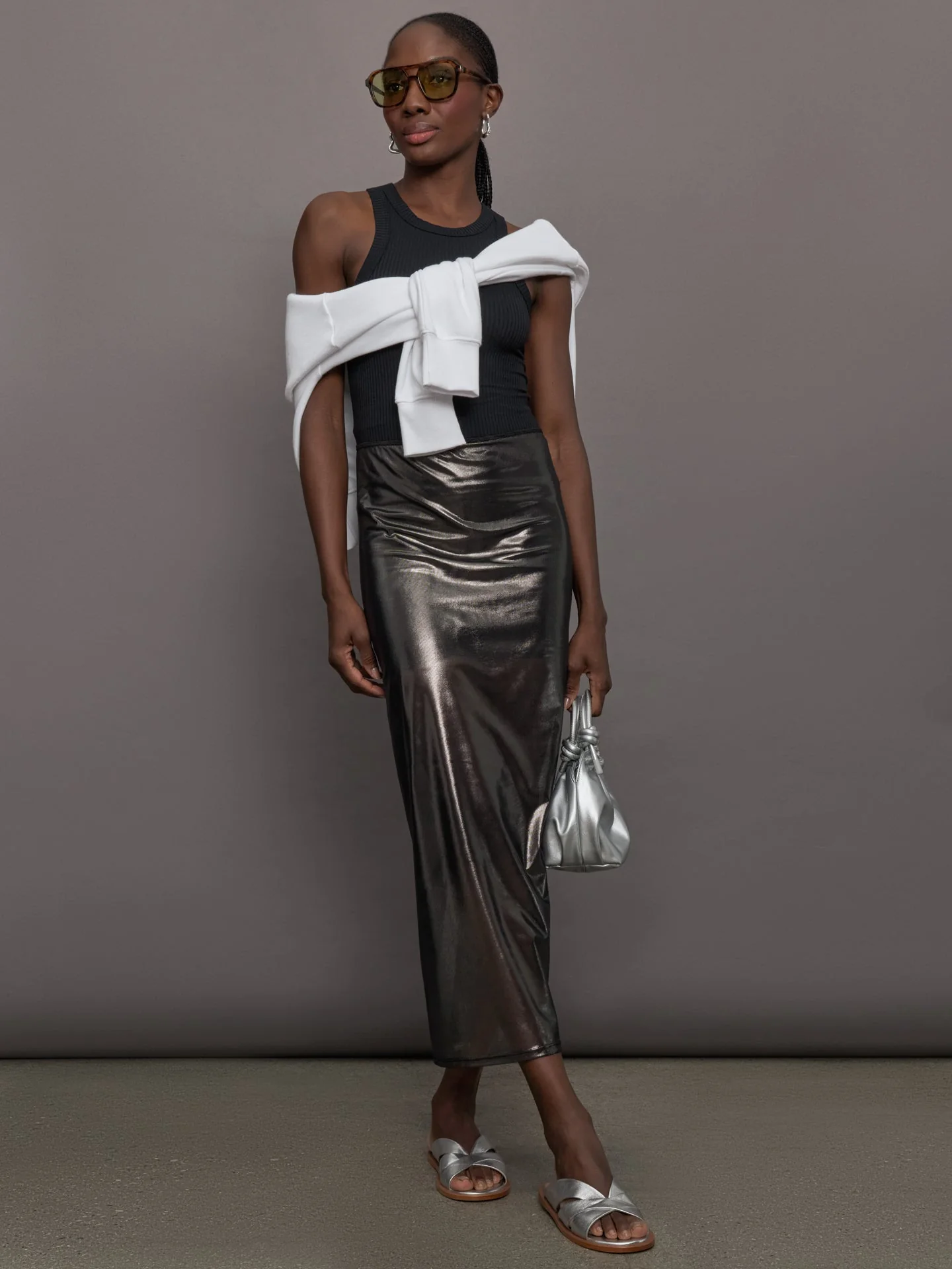 Carbon38 | Silver Mesh Skirt | Grey Mesh - Image 2