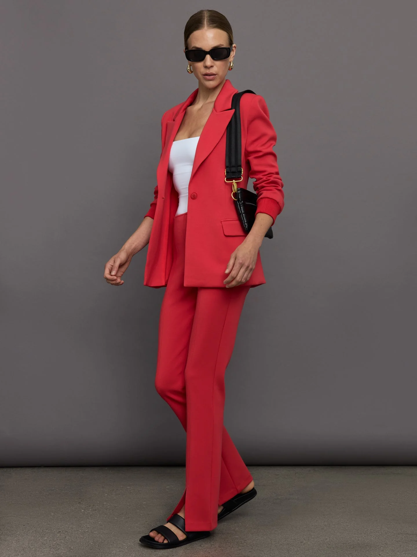 Carbon38 | Split Leg Pant in Scuba | Tomato - Image 2