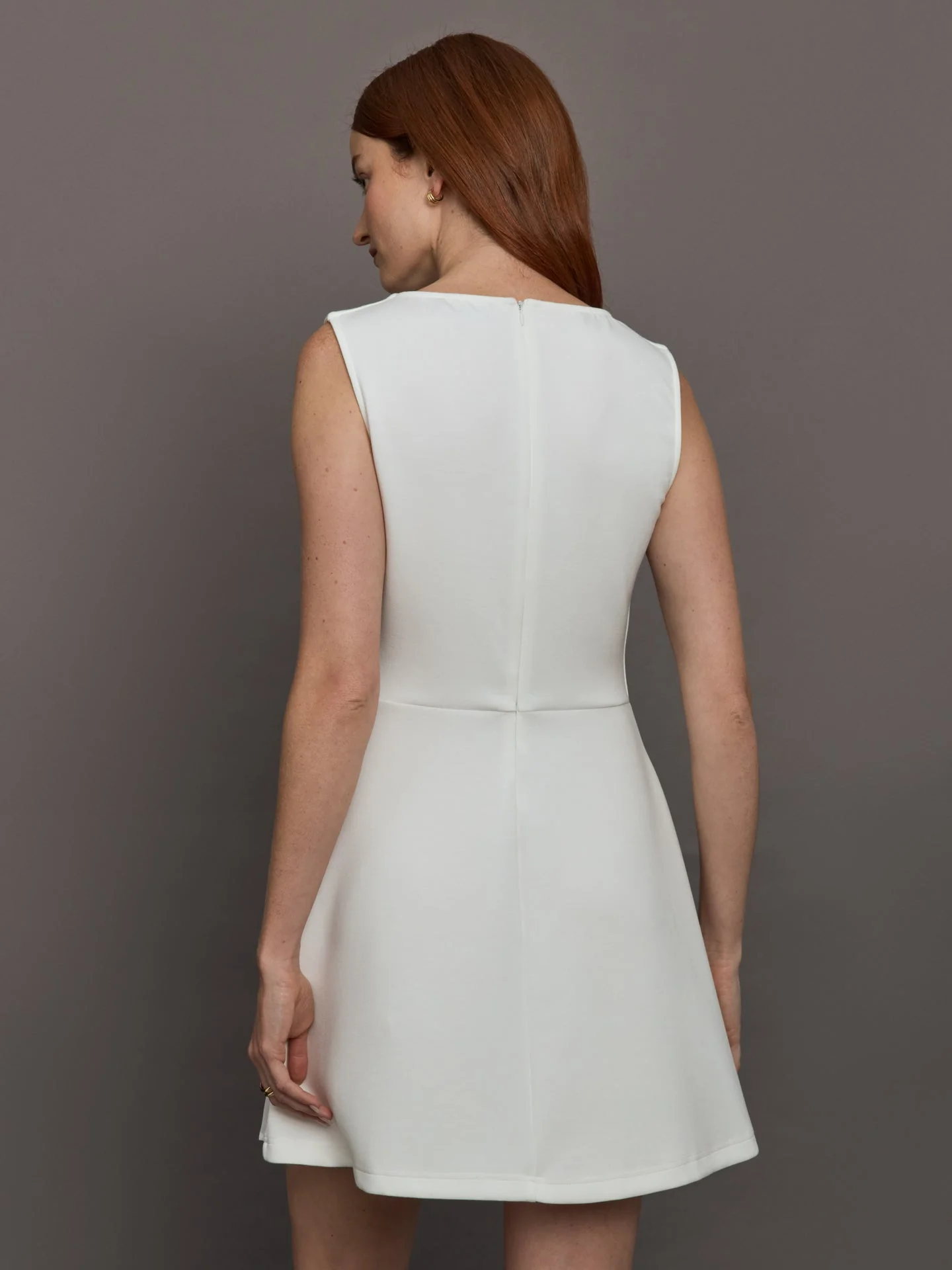 Split Pleat Tennis Dress in Scuba | White - Image 4