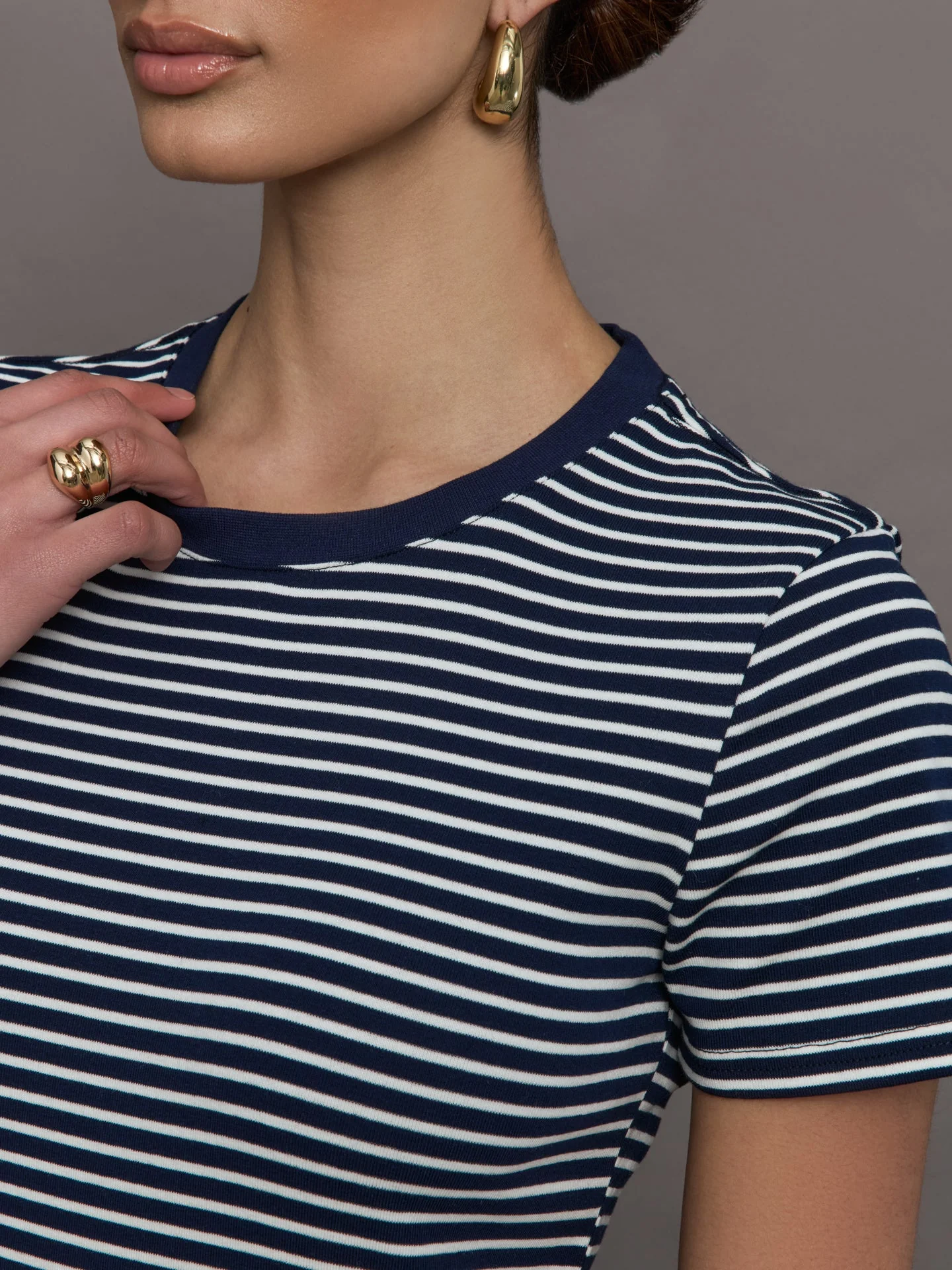 Carbon38 | Stripe Ringer Tee | Cloud/Navy Stripe - Image 5