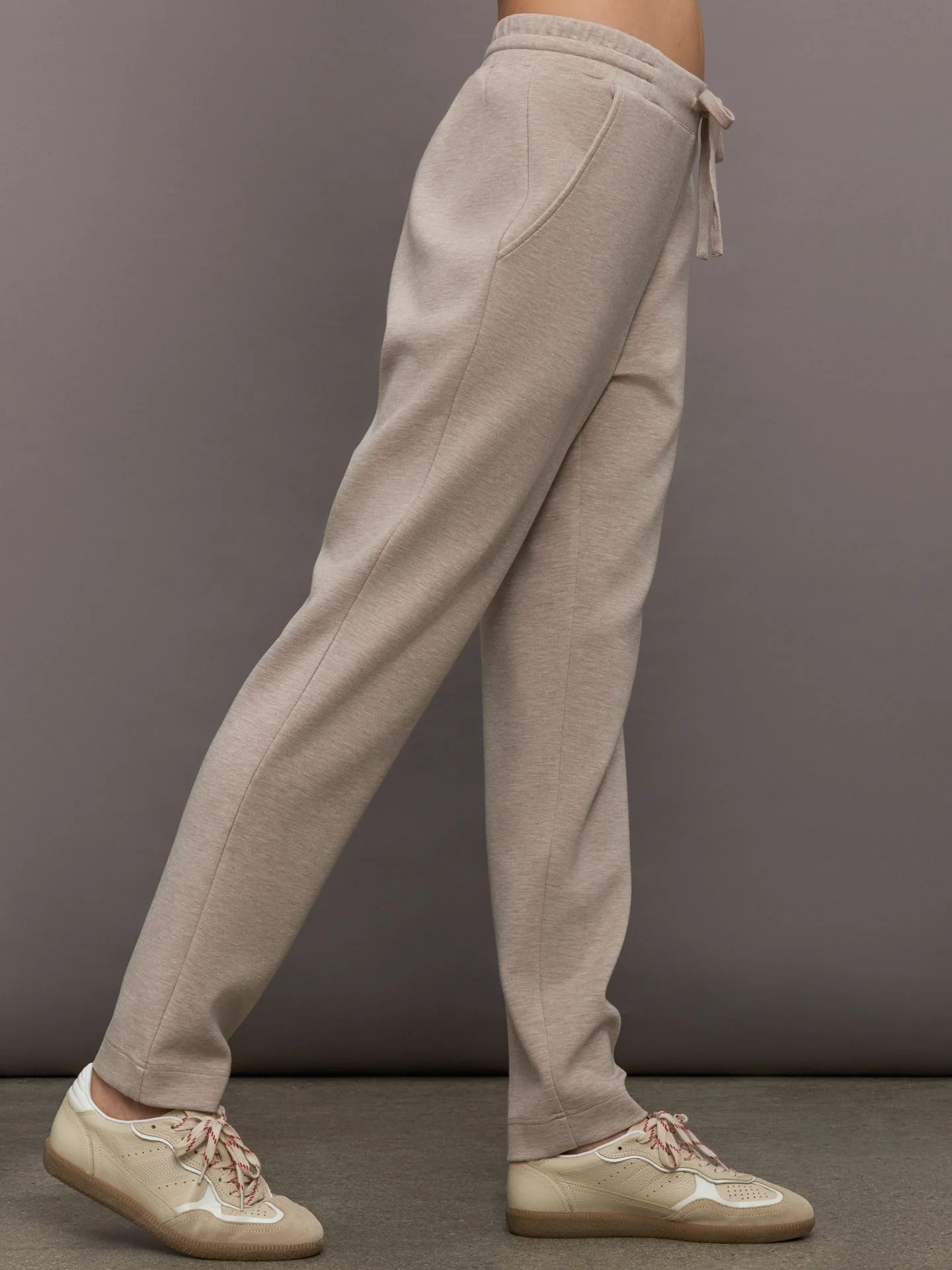 Carbon38 | Tapered Leg Jogger in Interlock | Taupe Heather - Image 3