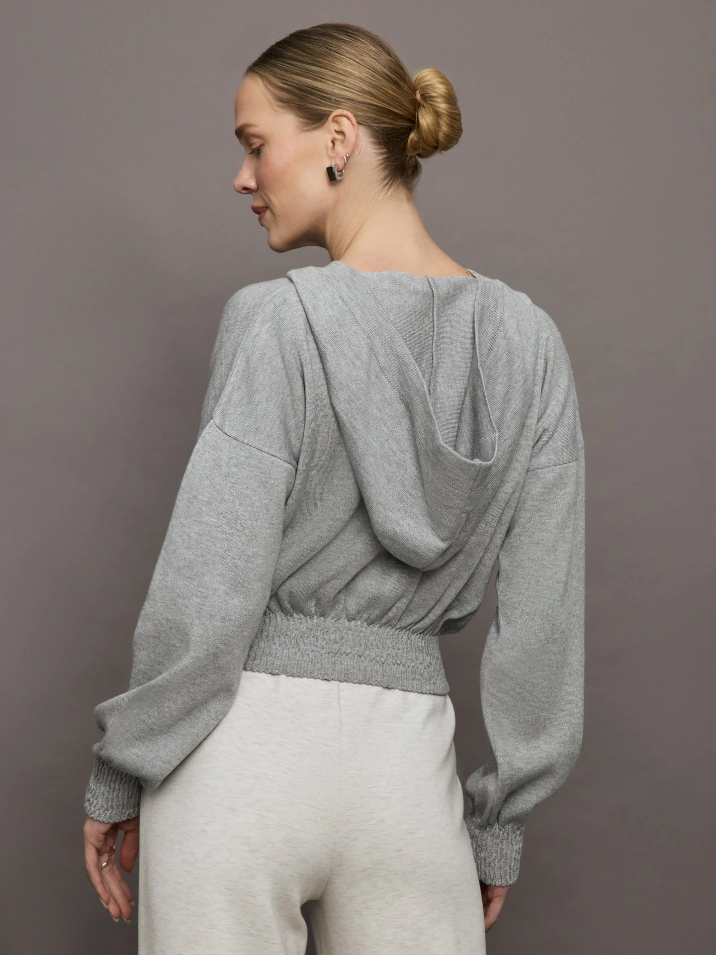 Theo The Label | Nomia Ruched Zip Hoodie | Heather Grey - Image 4