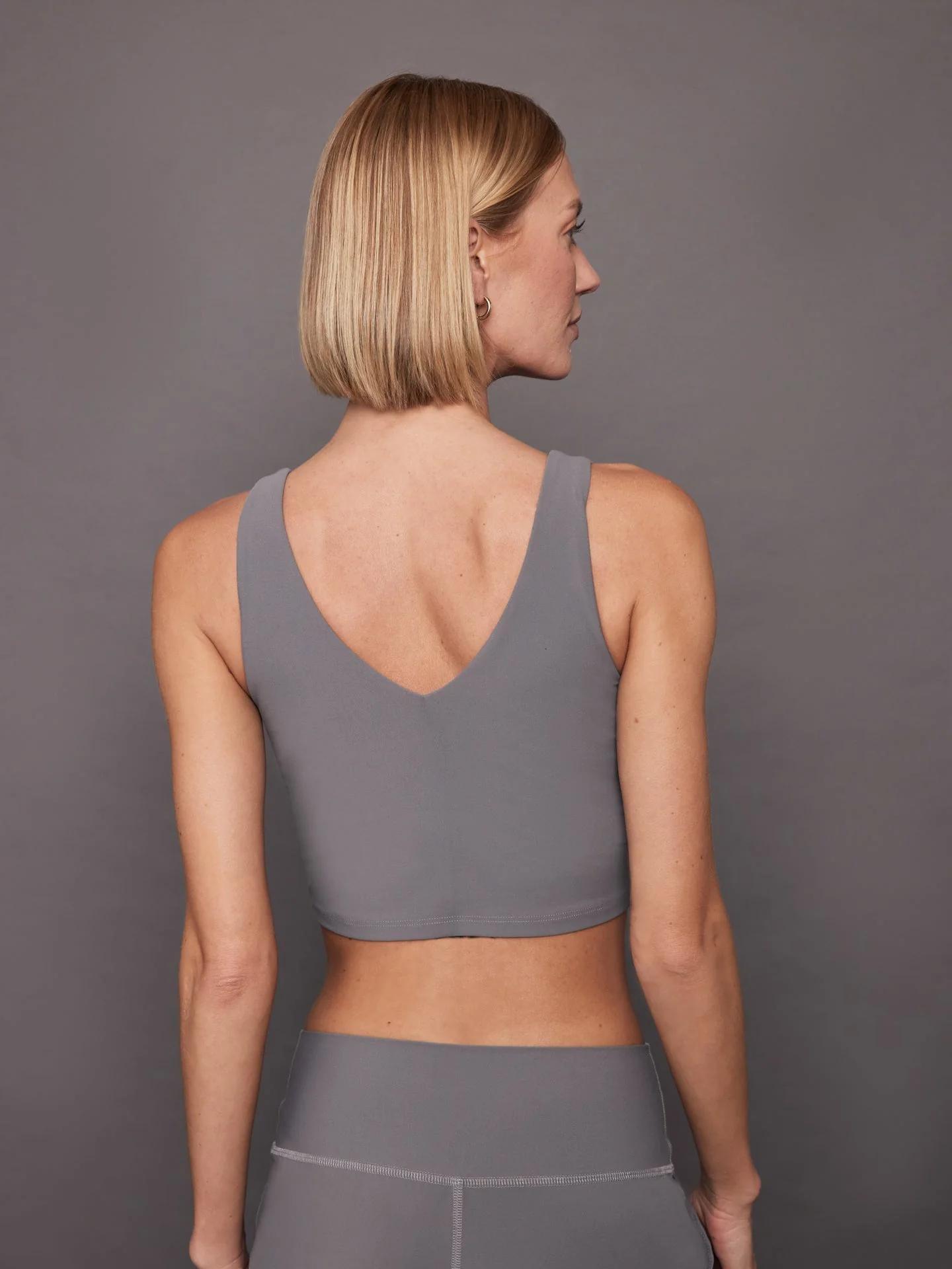 Carbon38 | V-Neck Longline Bra in Melt | Steel Grey - Image 2