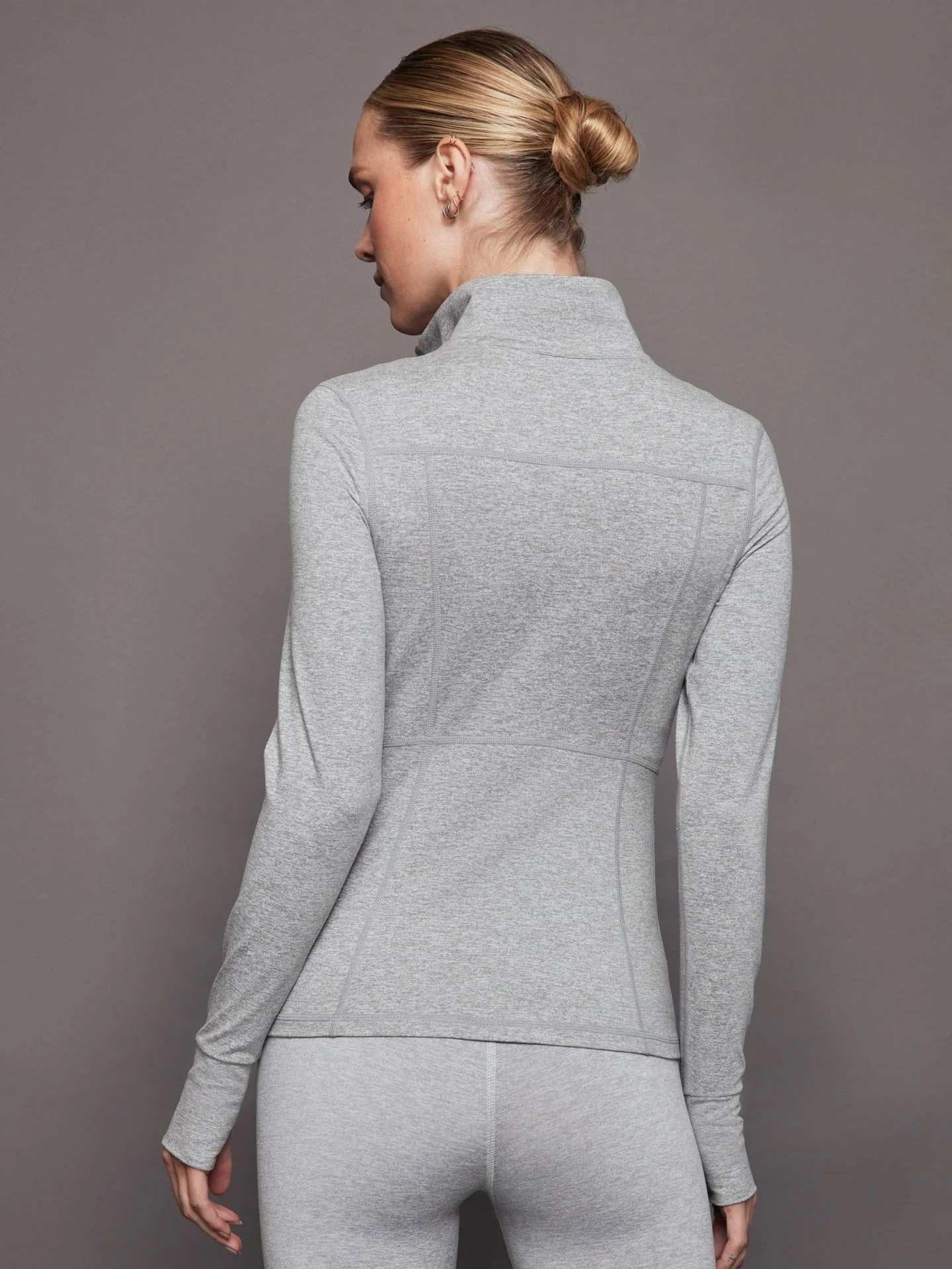 Zip Long Sleeve Run Top | Silver Heather - Image 4