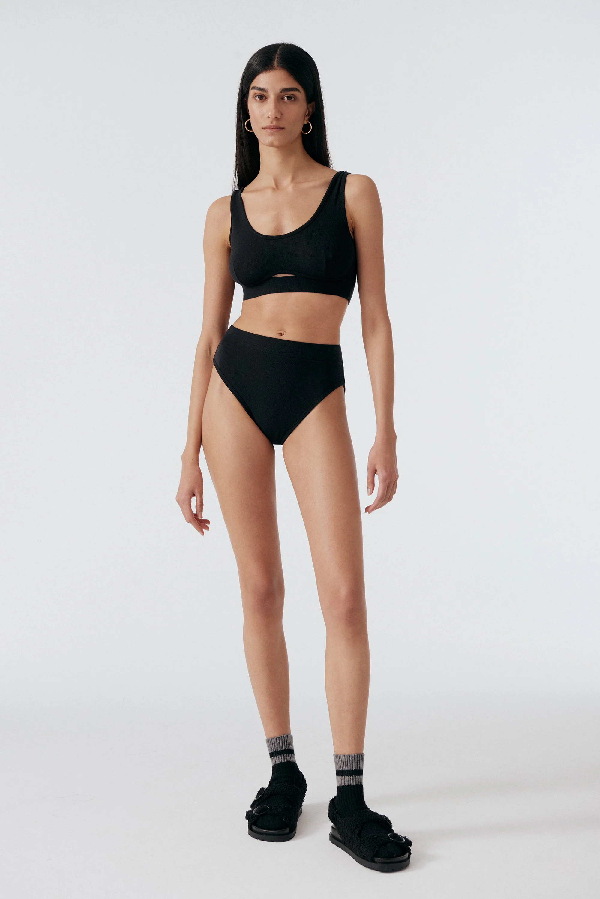 Base Layer Soft Cut Out Bralette | Black - Image 2