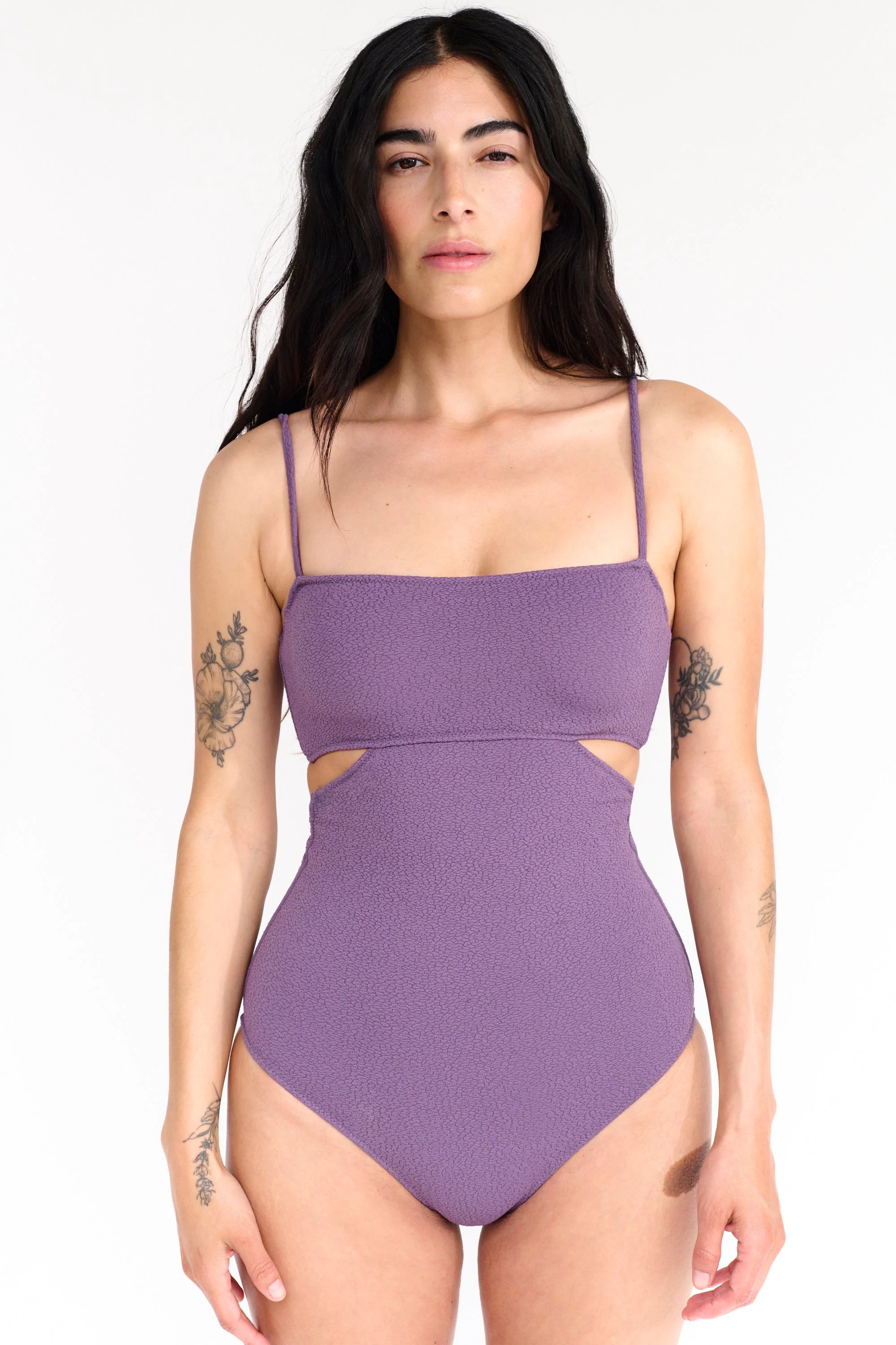 Boucle Hidden Underwire One Piece Suit | Purple - Image 2