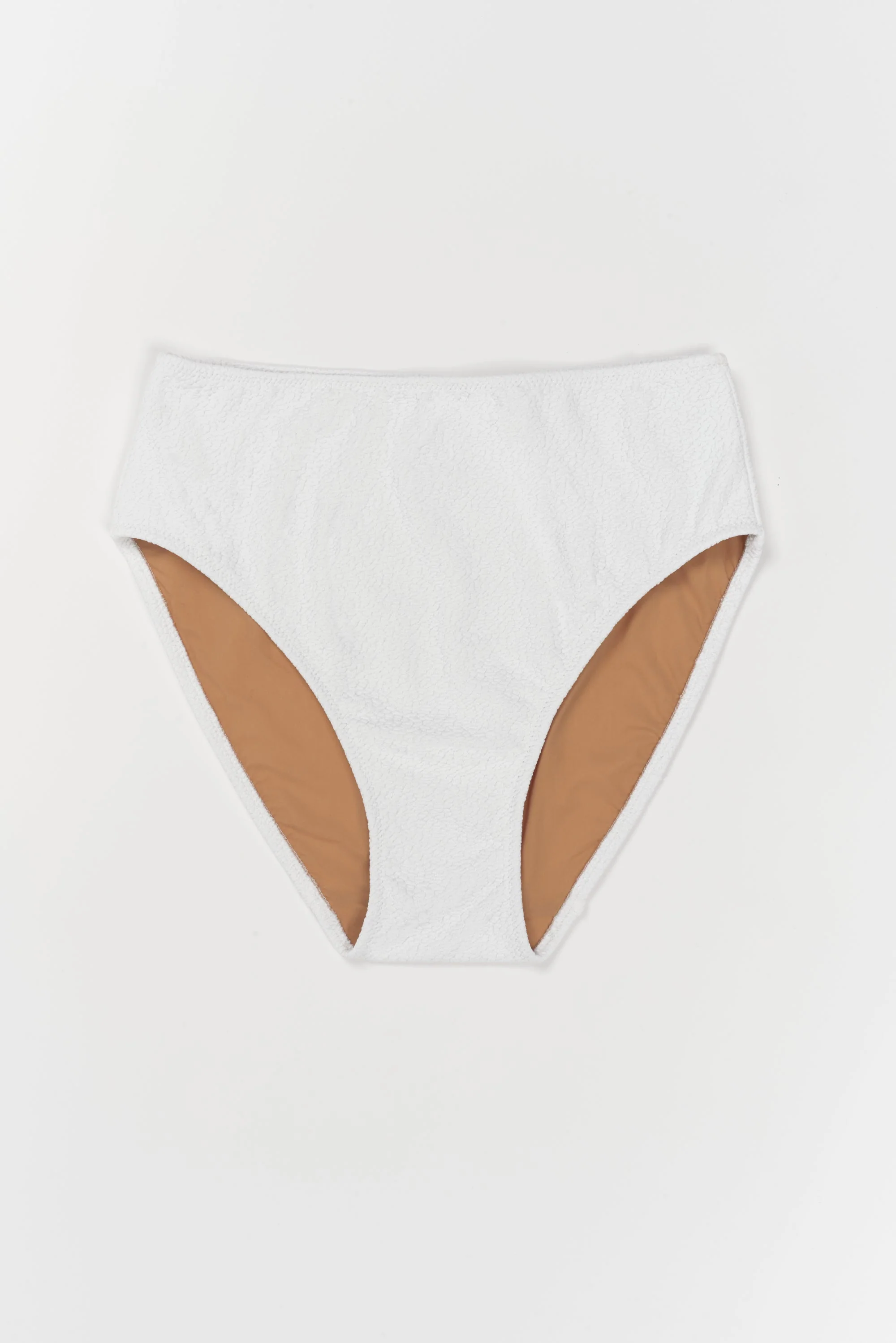 Boucle High Waist Bikini Bottom | White