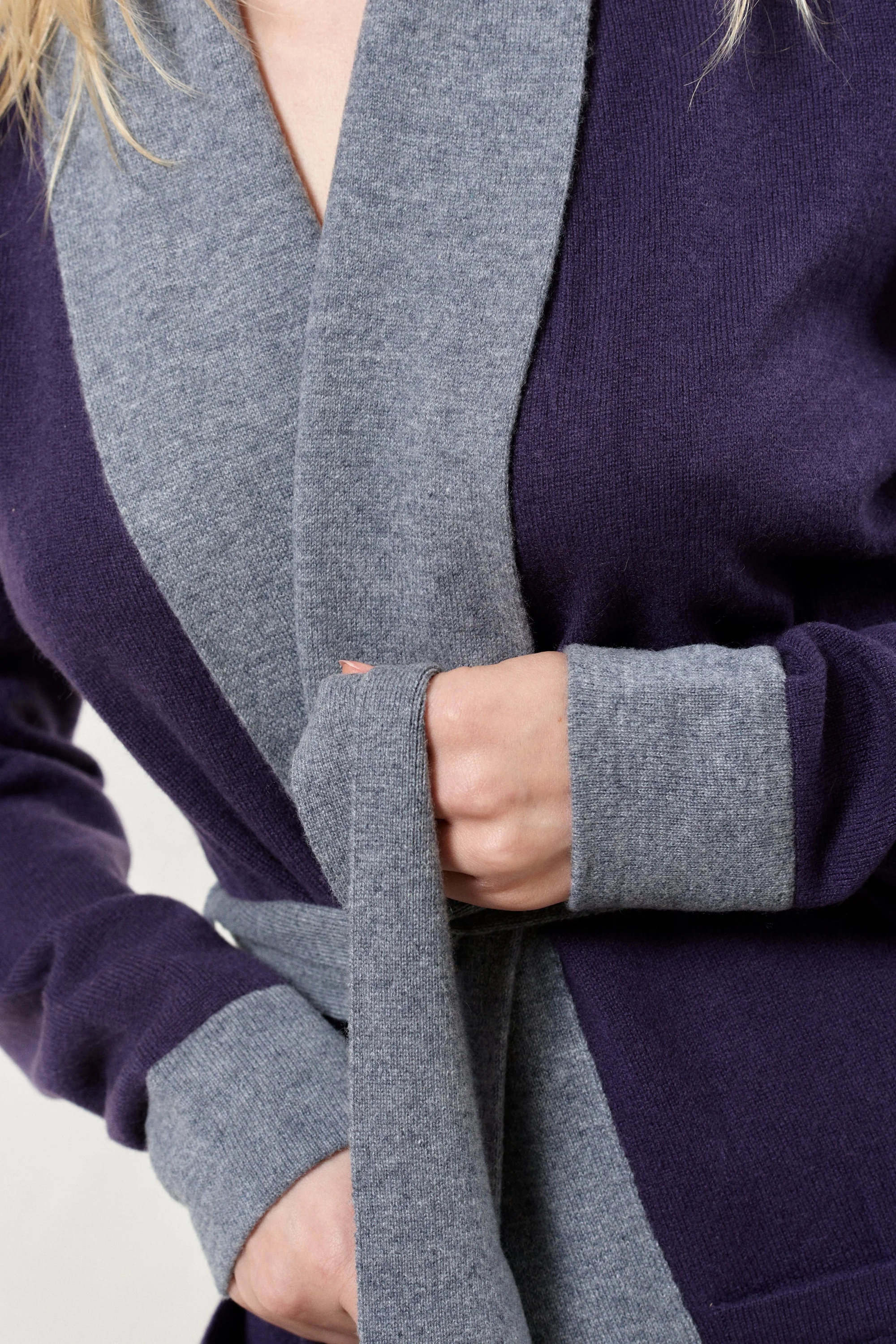 Cashmere Robe | Purple/Grey - Image 2