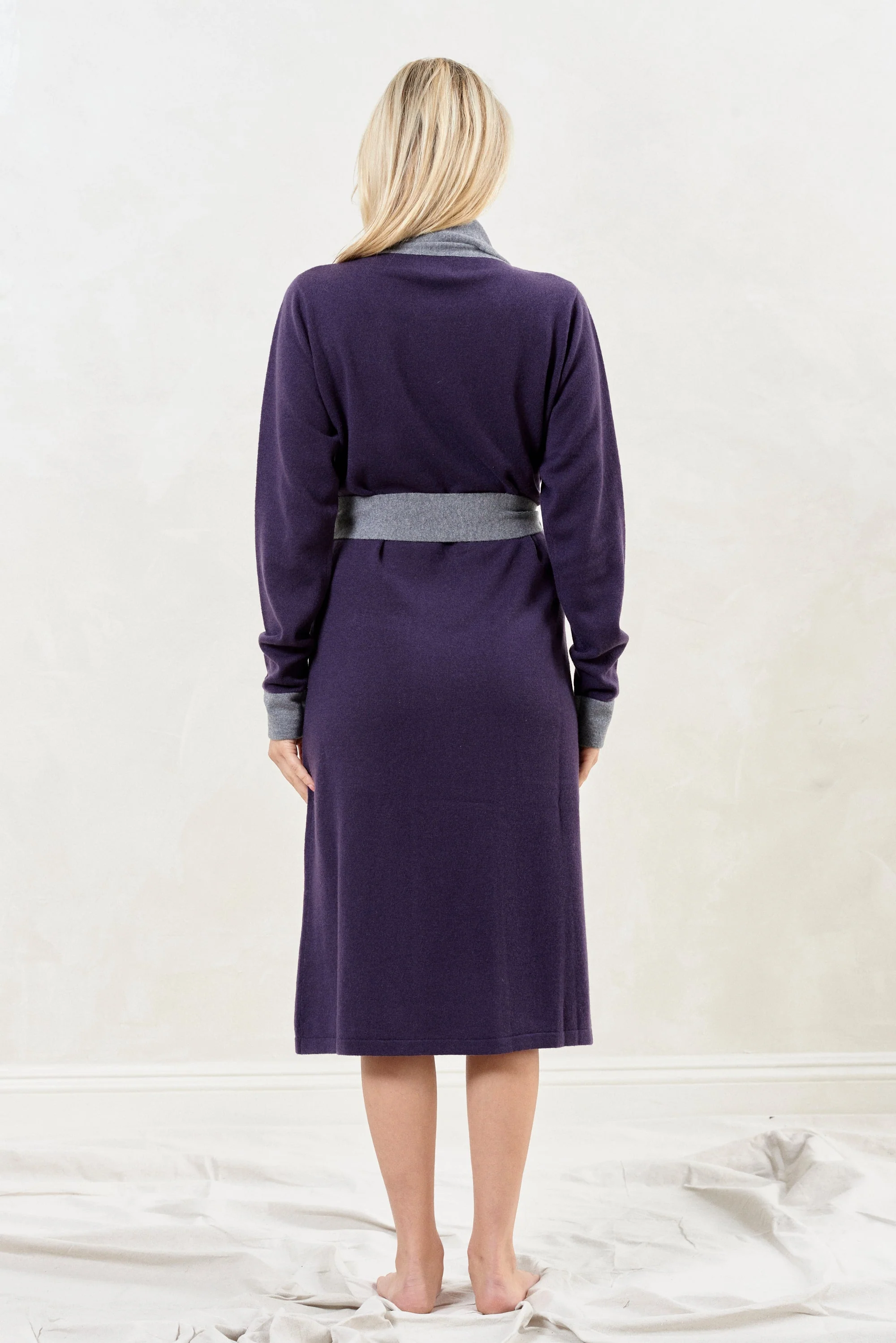 Cashmere Robe | Purple/Grey - Image 4