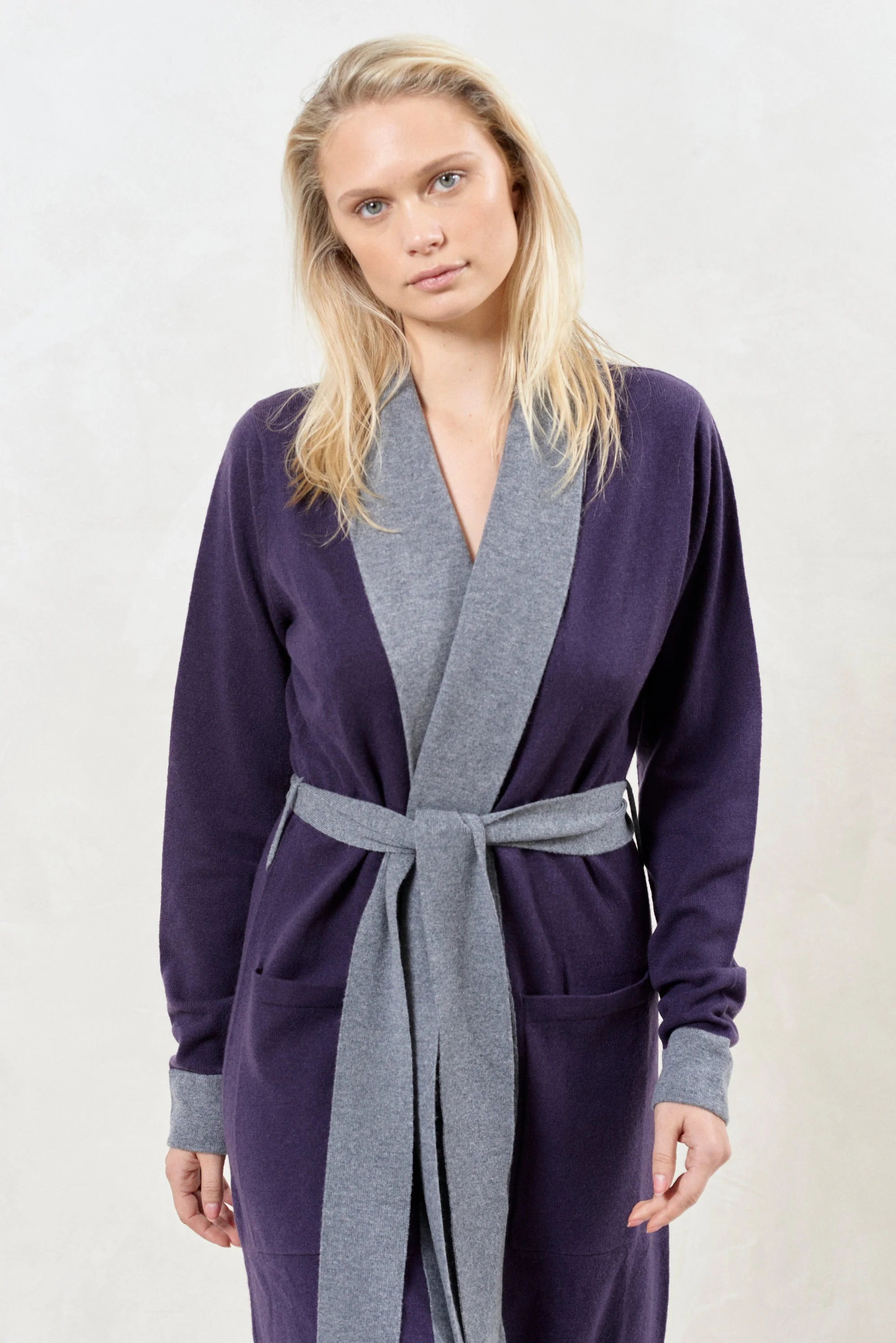Cashmere Robe | Purple/Grey - Image 5