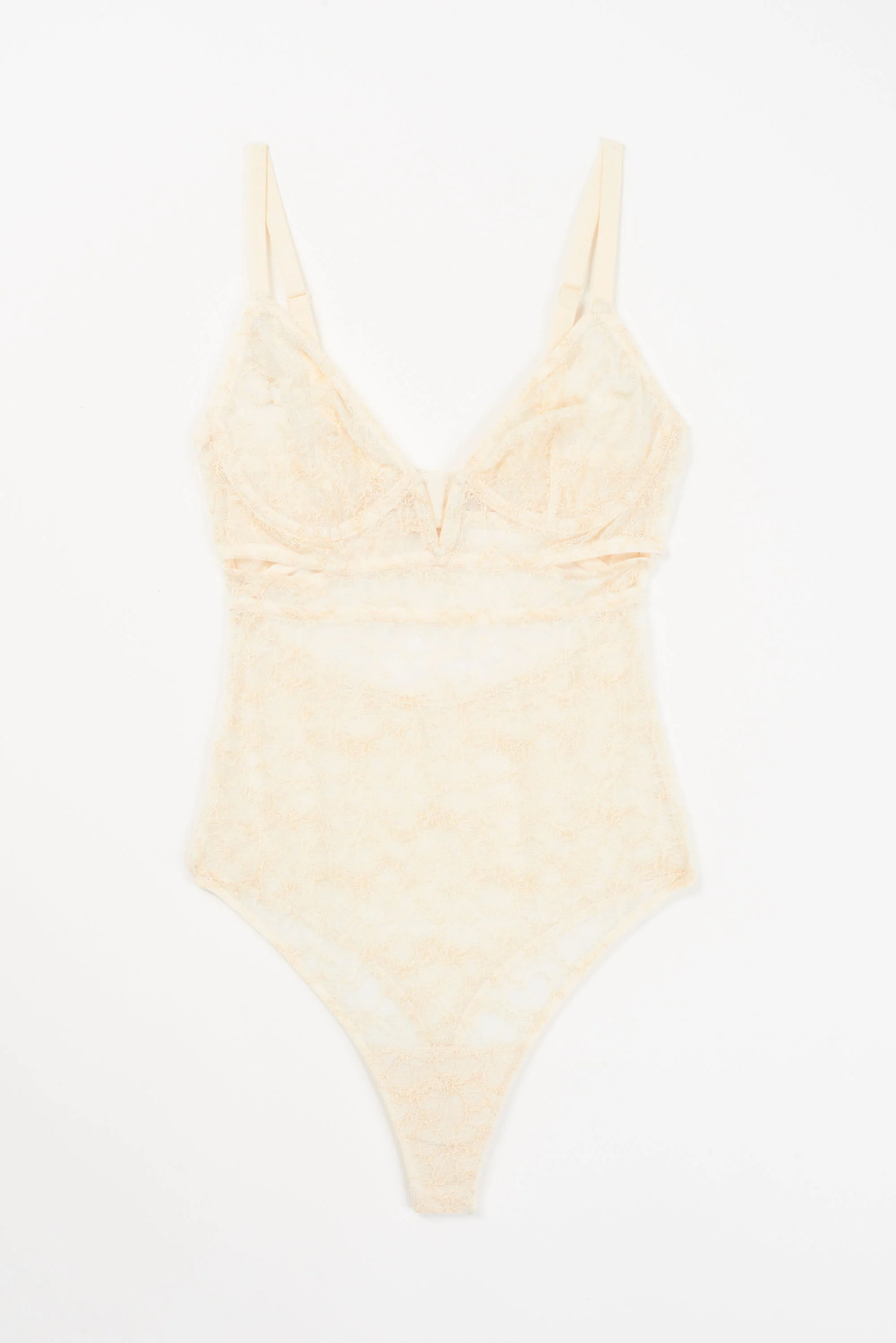Marie Soft Plunge V Wire Bodysuit | Ecru