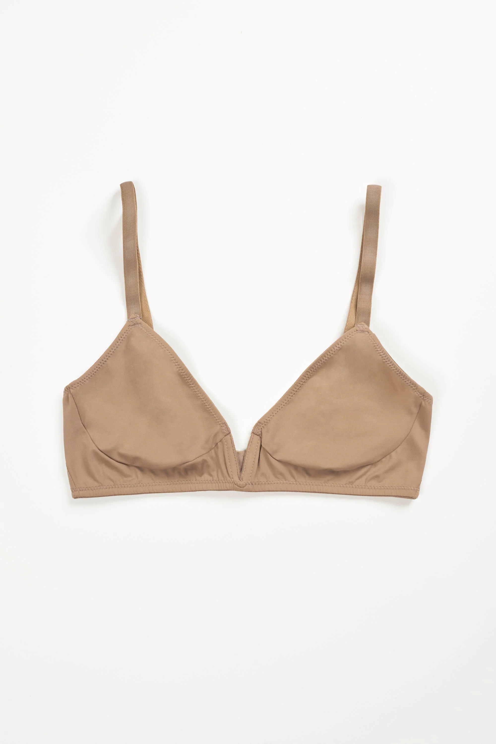 Nano Minimal V Wire Soft Cup Bra | Taupe