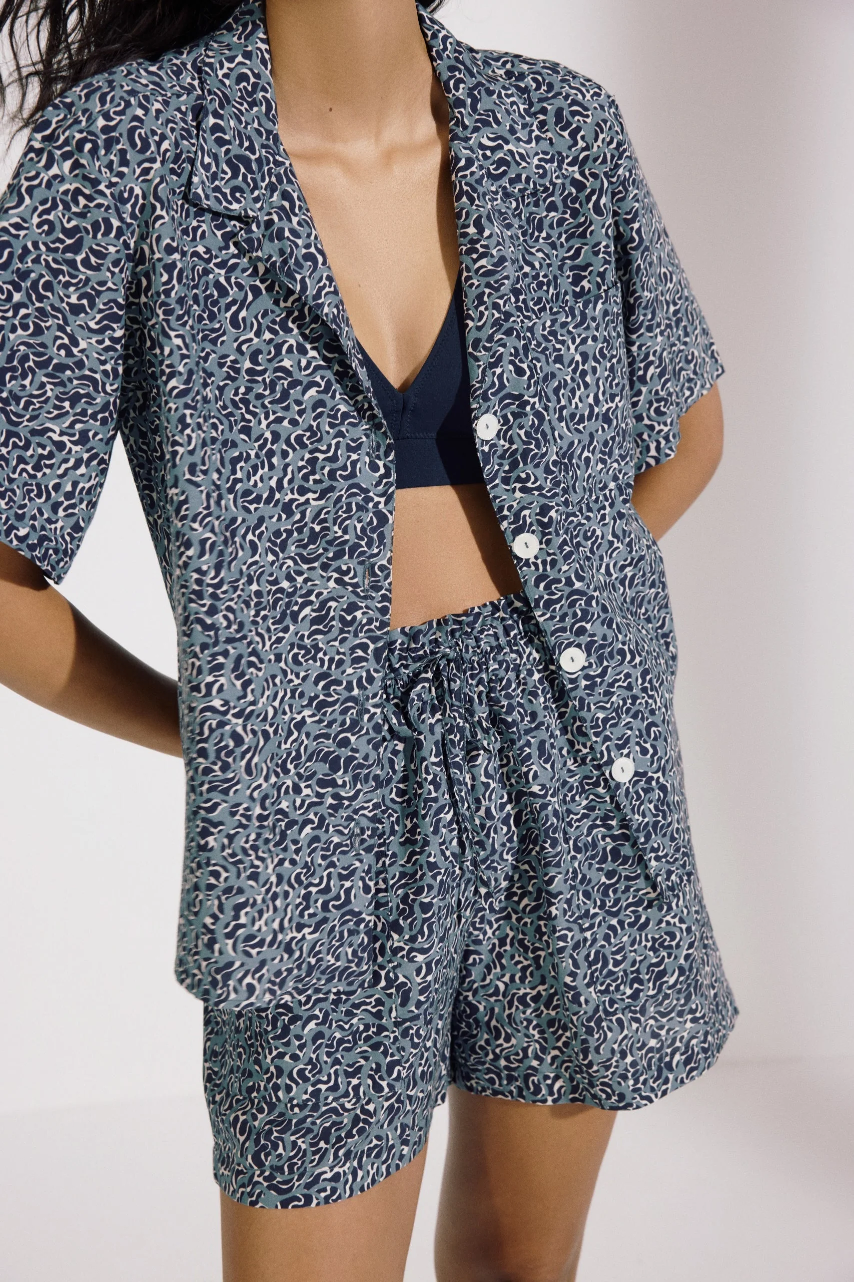 Naxos Camp Shirt Top | Navy Blue - Image 2
