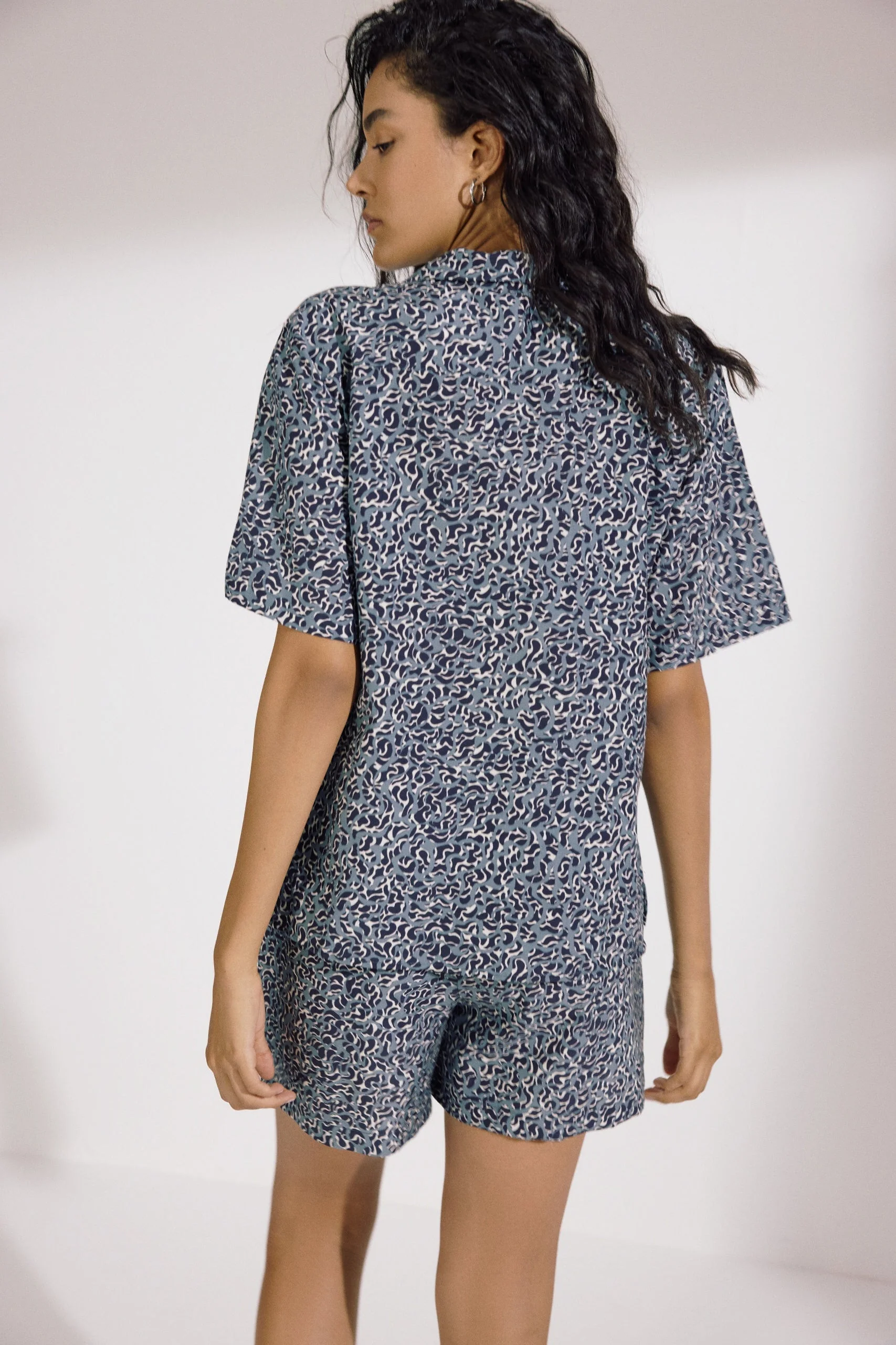 Naxos Camp Shirt Top | Navy Blue - Image 5