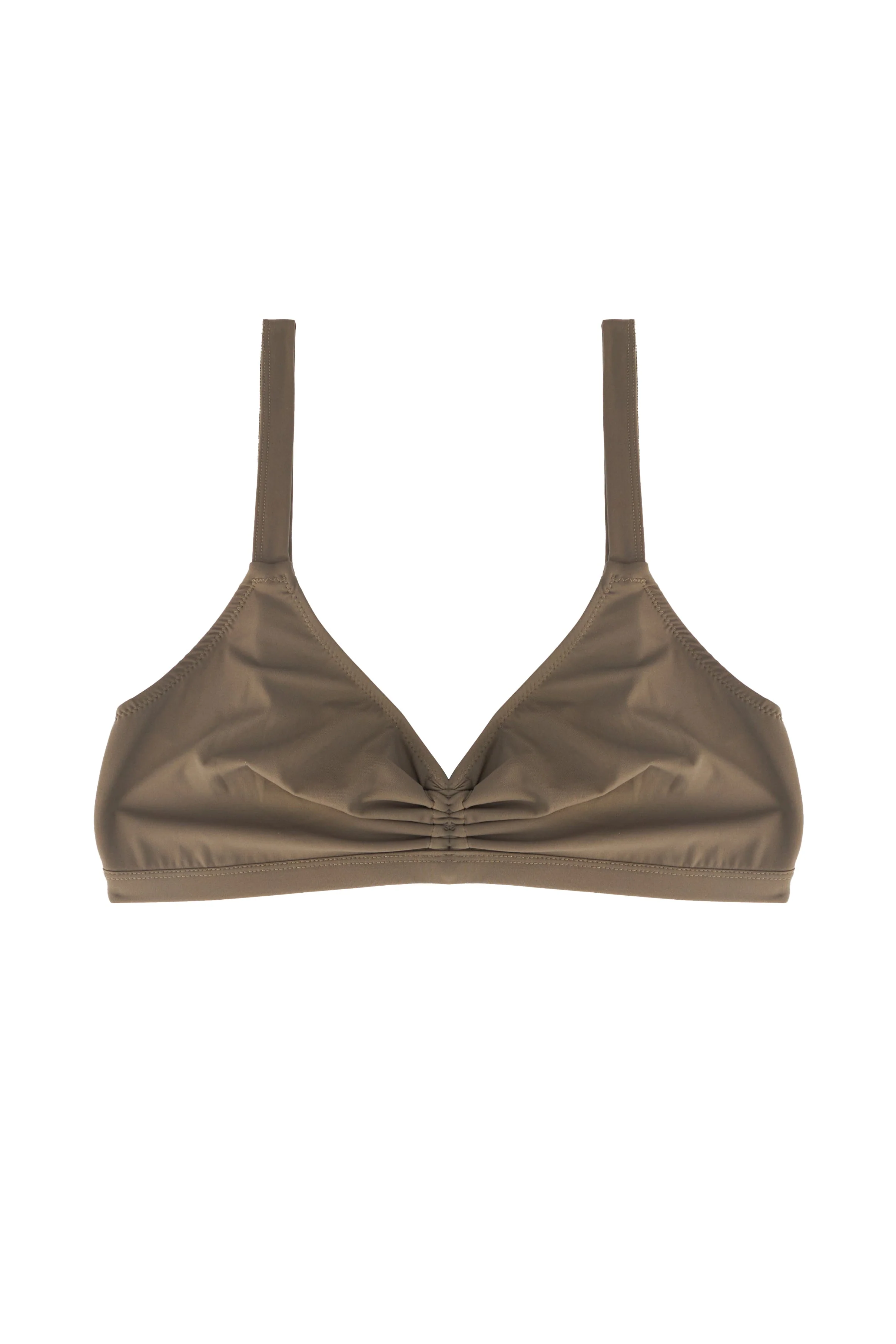 Olivia Ruched Triangle Bikini Top | Khaki
