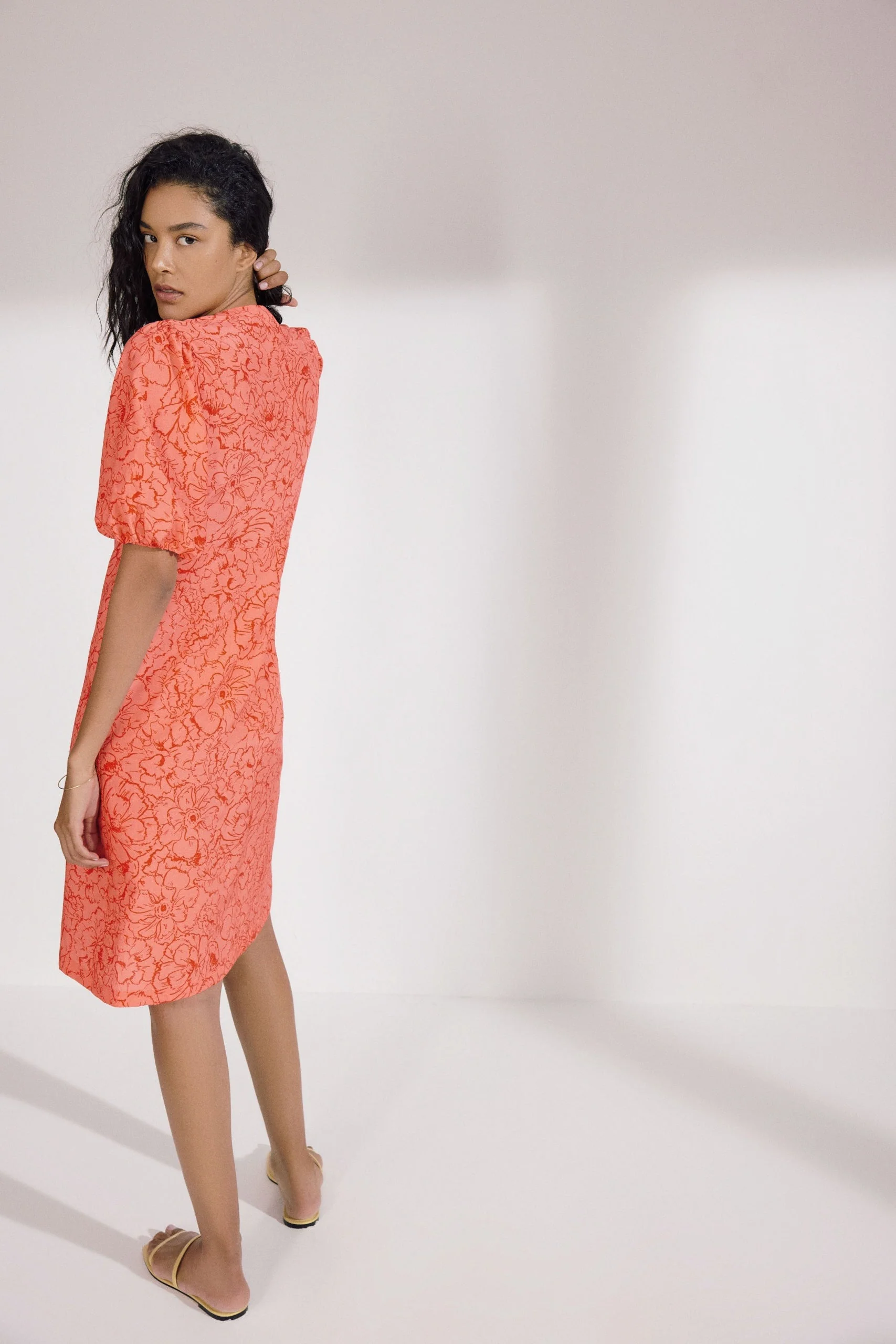 Palm Beach Button Down Cover up Dress | Flamingo Poppy - Image 4