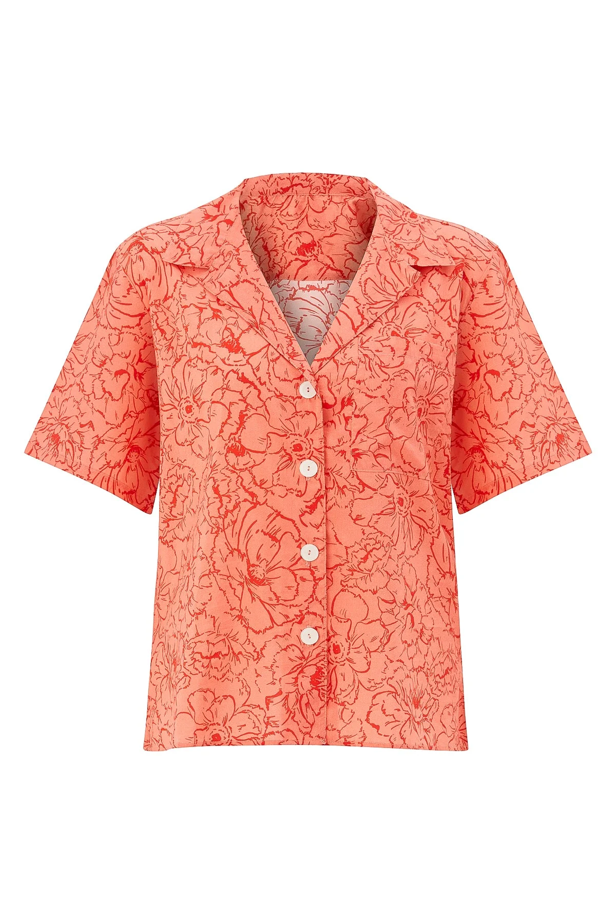 Palm Beach Camp Shirt Top | Flamingo Poppy