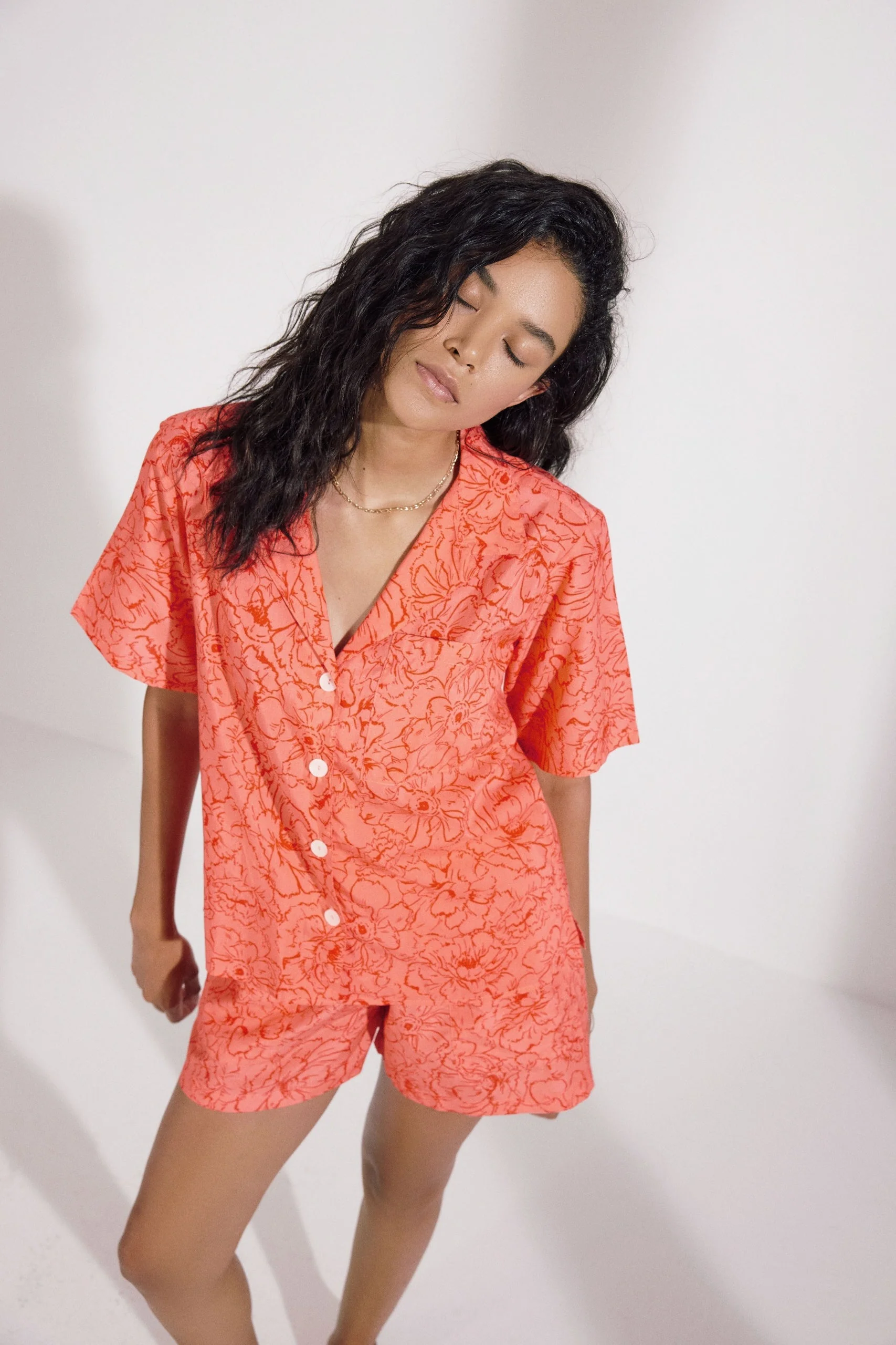 Palm Beach Camp Shirt Top | Flamingo Poppy - Image 2