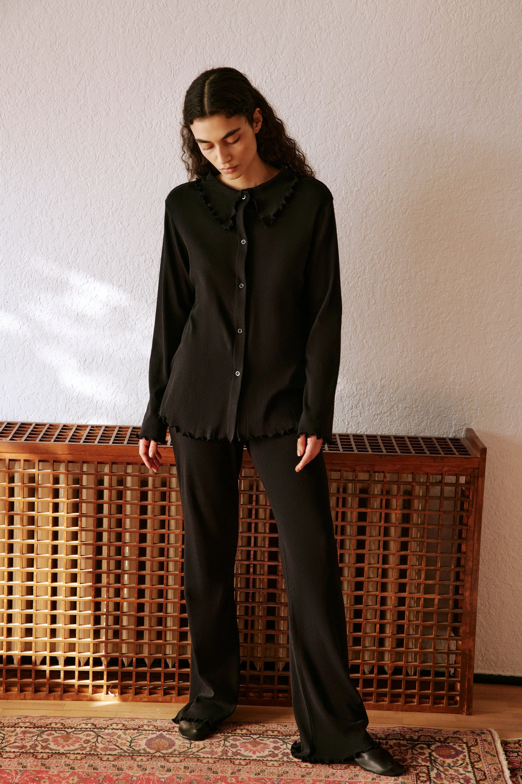 Pointelle Flare Pants | Black - Image 2