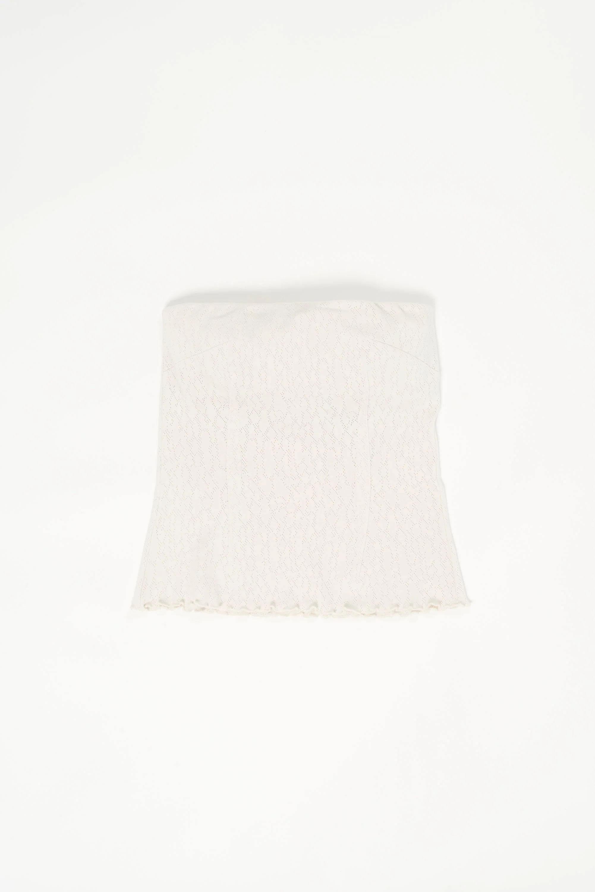 Pointelle Strapless Top | Chalk