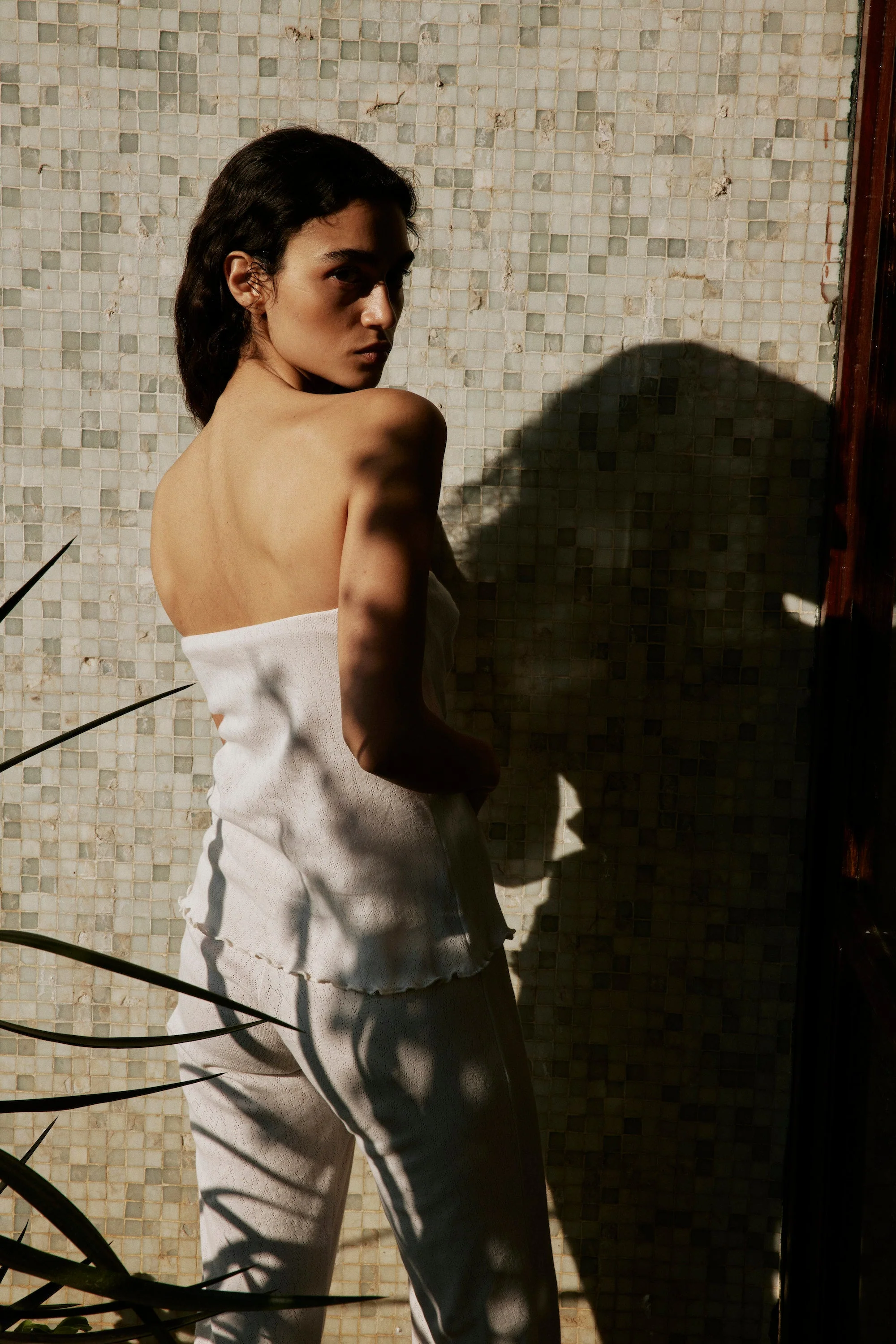 Pointelle Strapless Top | Chalk - Image 3