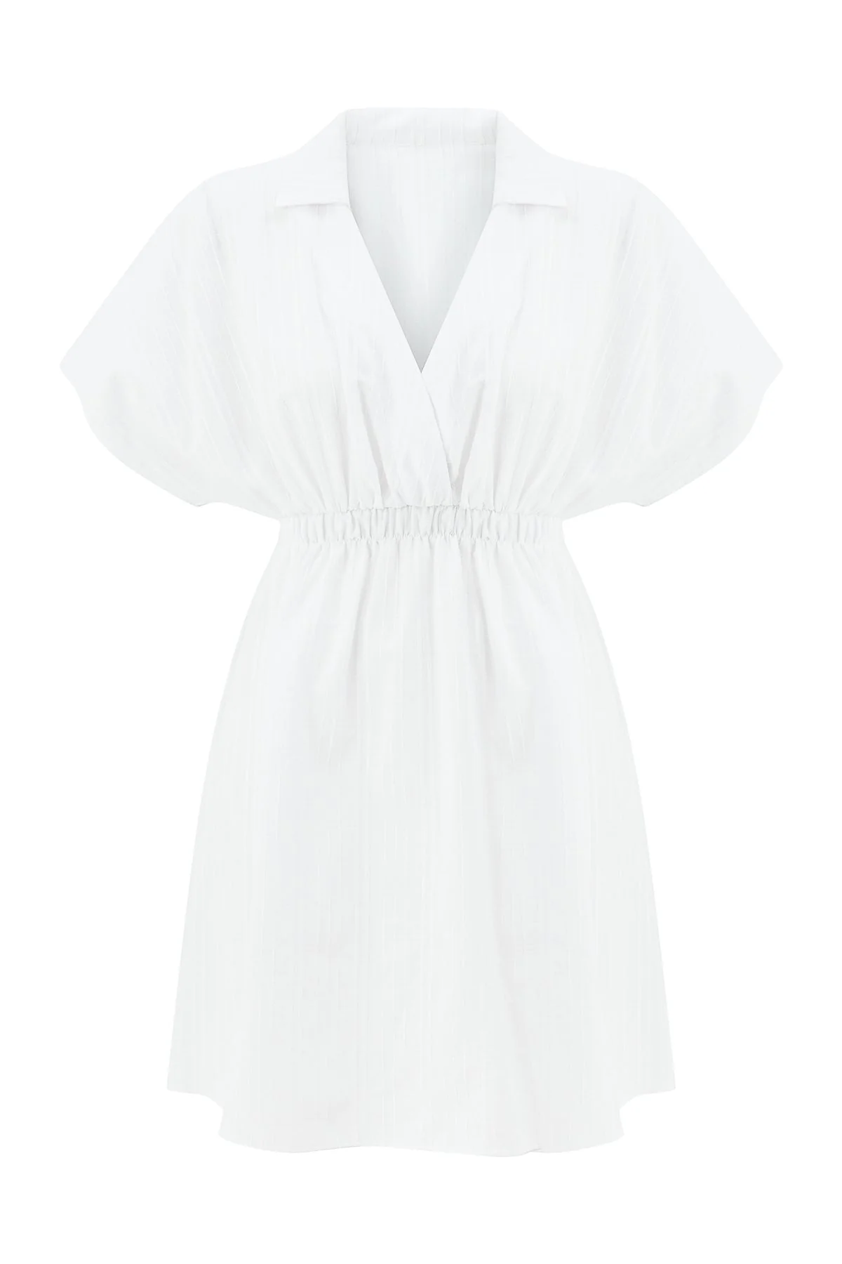 Ponza V Neck Polo Collar Dress | White