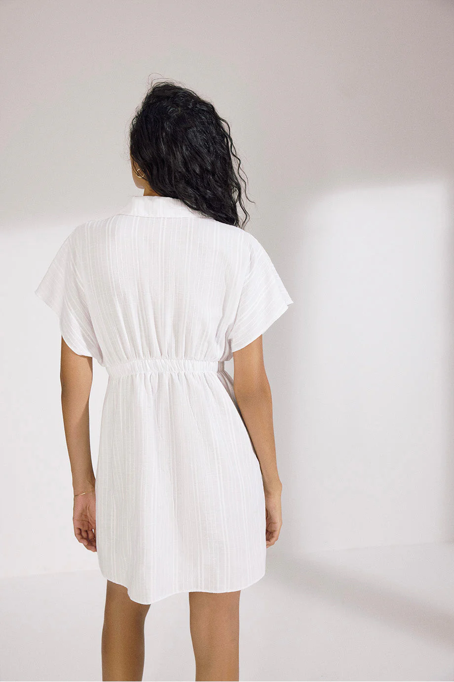 Ponza V Neck Polo Collar Dress | White - Image 4