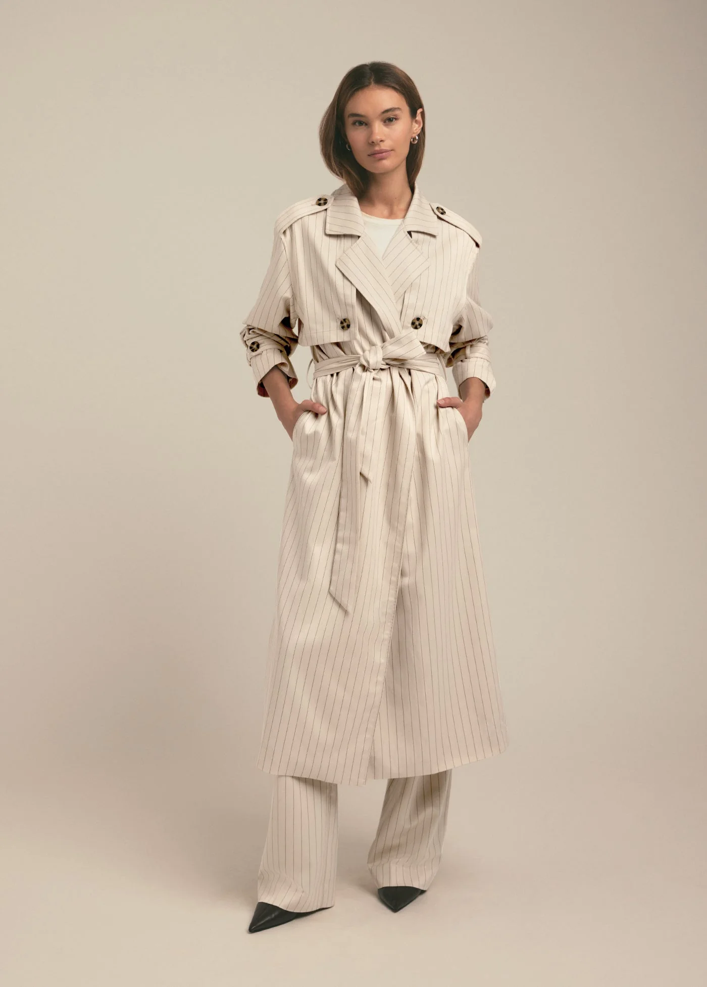 The Charles Trench | Warm Sand Pinstripe