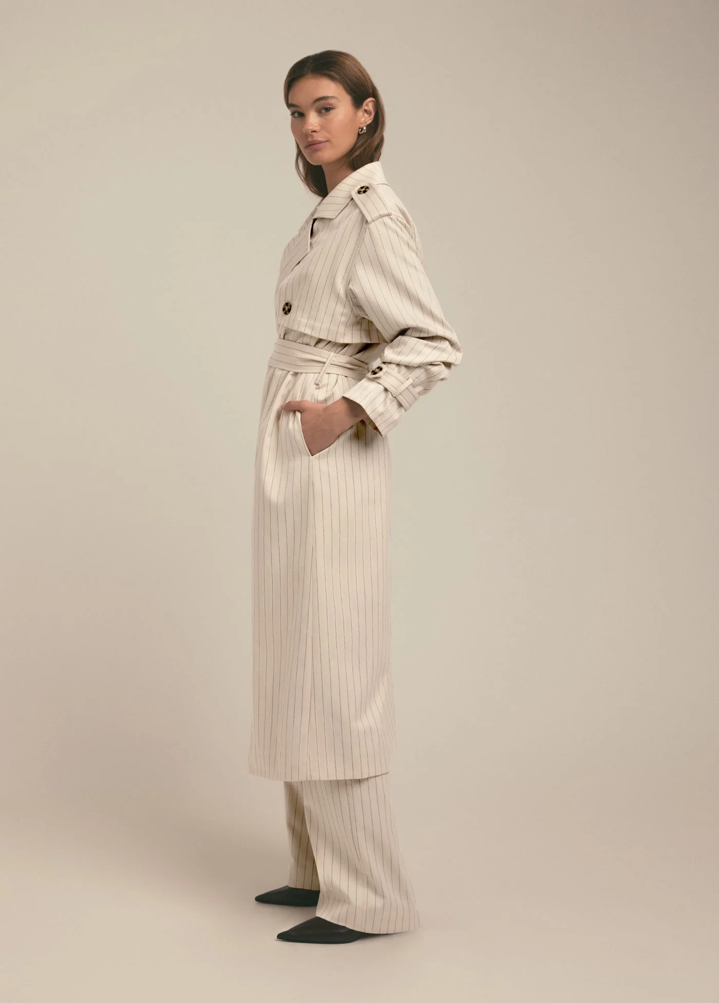 The Charles Trench | Warm Sand Pinstripe - Image 4