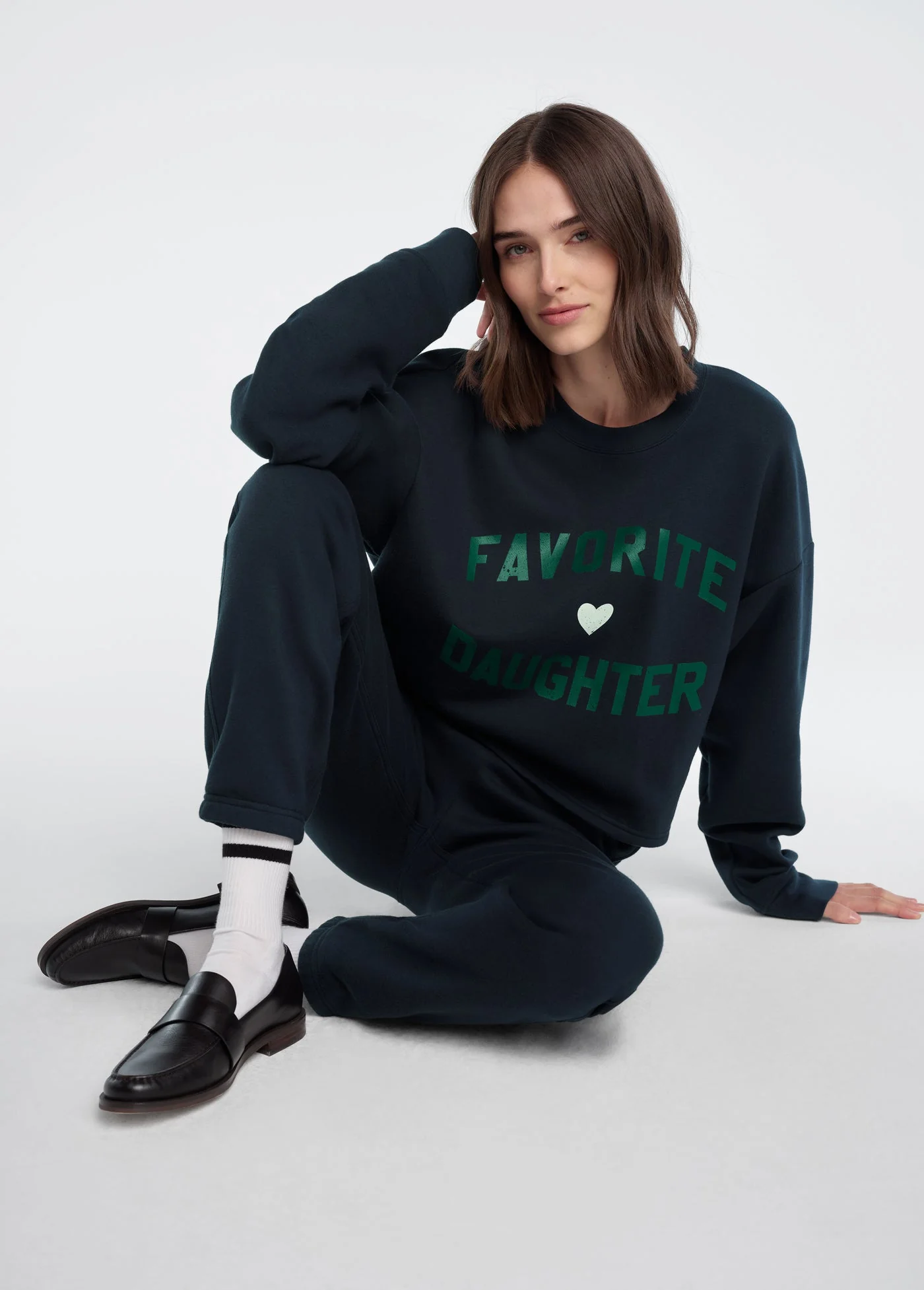 The Cropped Favorite Daughter Sweatshirt Exclusive | Navy Emerald