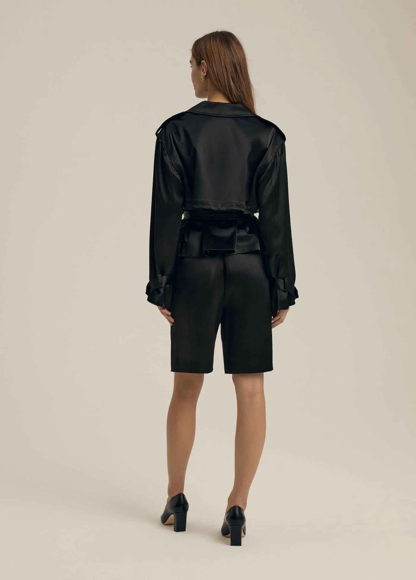 The Cropped Satin Charles Trench | Black Satin - Image 4
