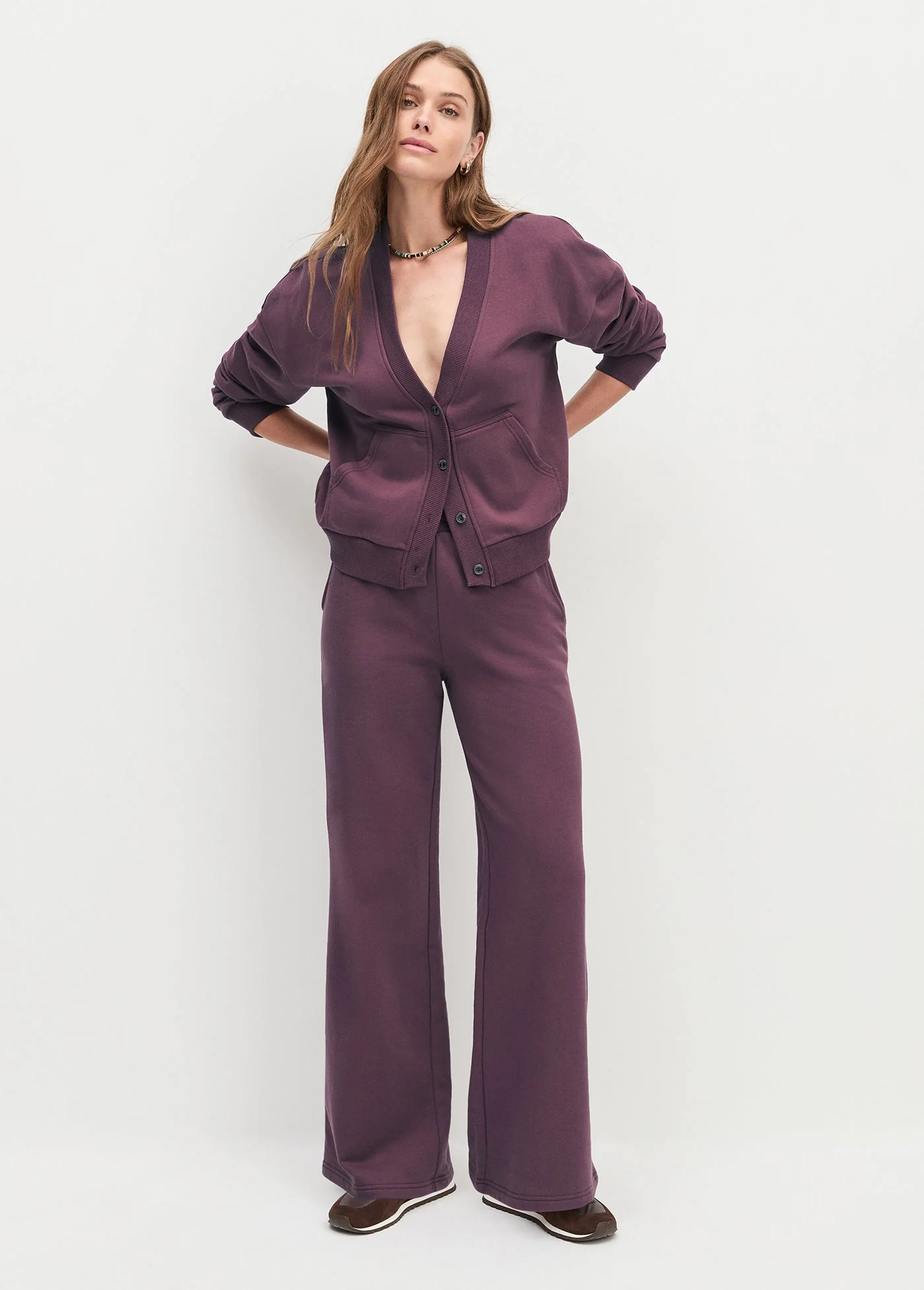 The Cutesy Crop Cardigan | Burgundy Dahlia - Image 3