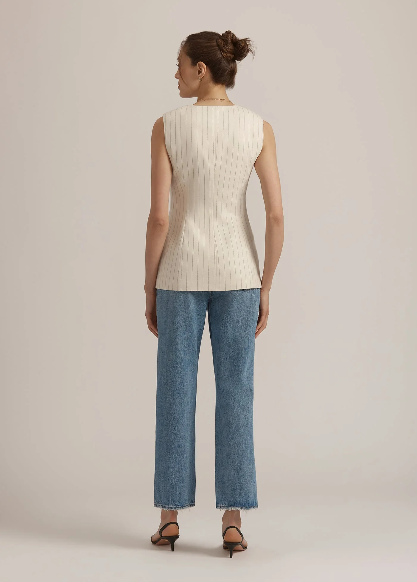 The Diana Vest | Ivory Navy Pinstripe - Image 6