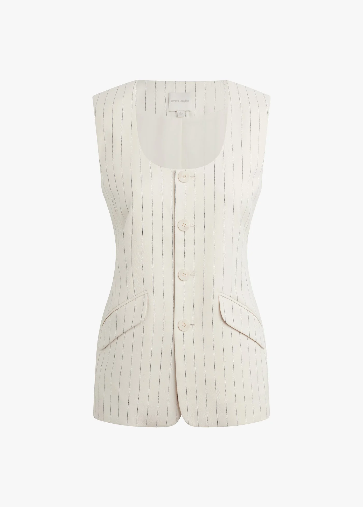 The Diana Vest | Ivory Navy Pinstripe - Image 7