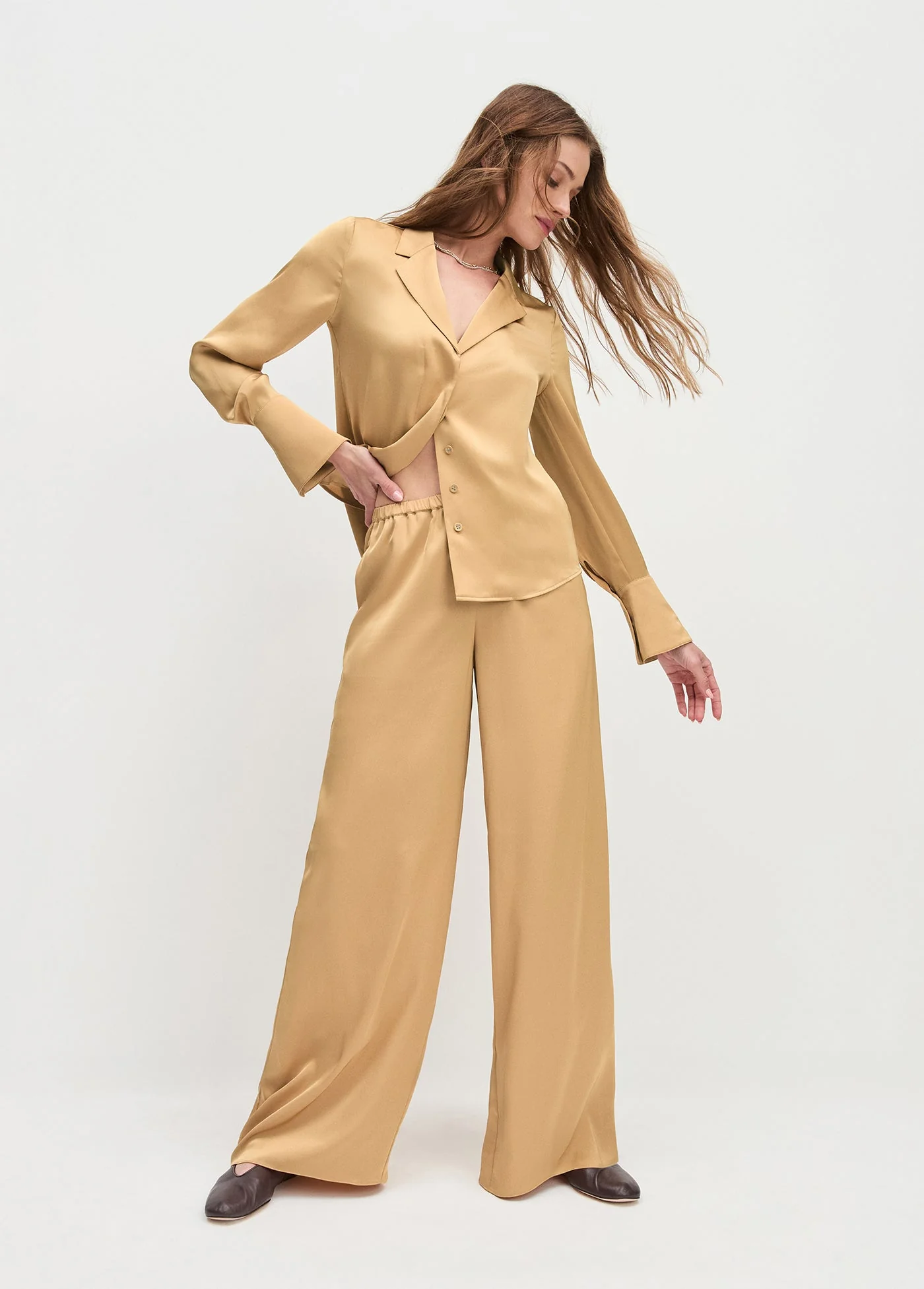 The Effortless Wide Leg Pant | Palomino Gold - Image 3