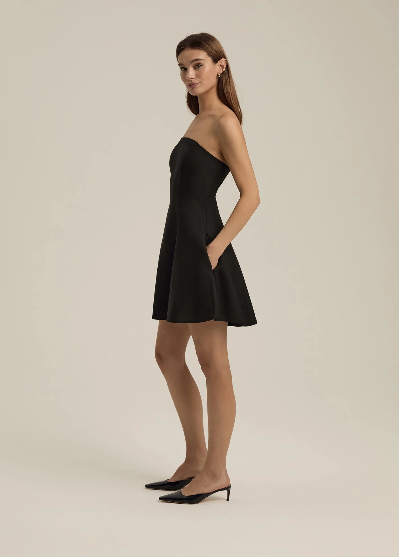 The Favorite Mini Linen Dress | Black - Image 3