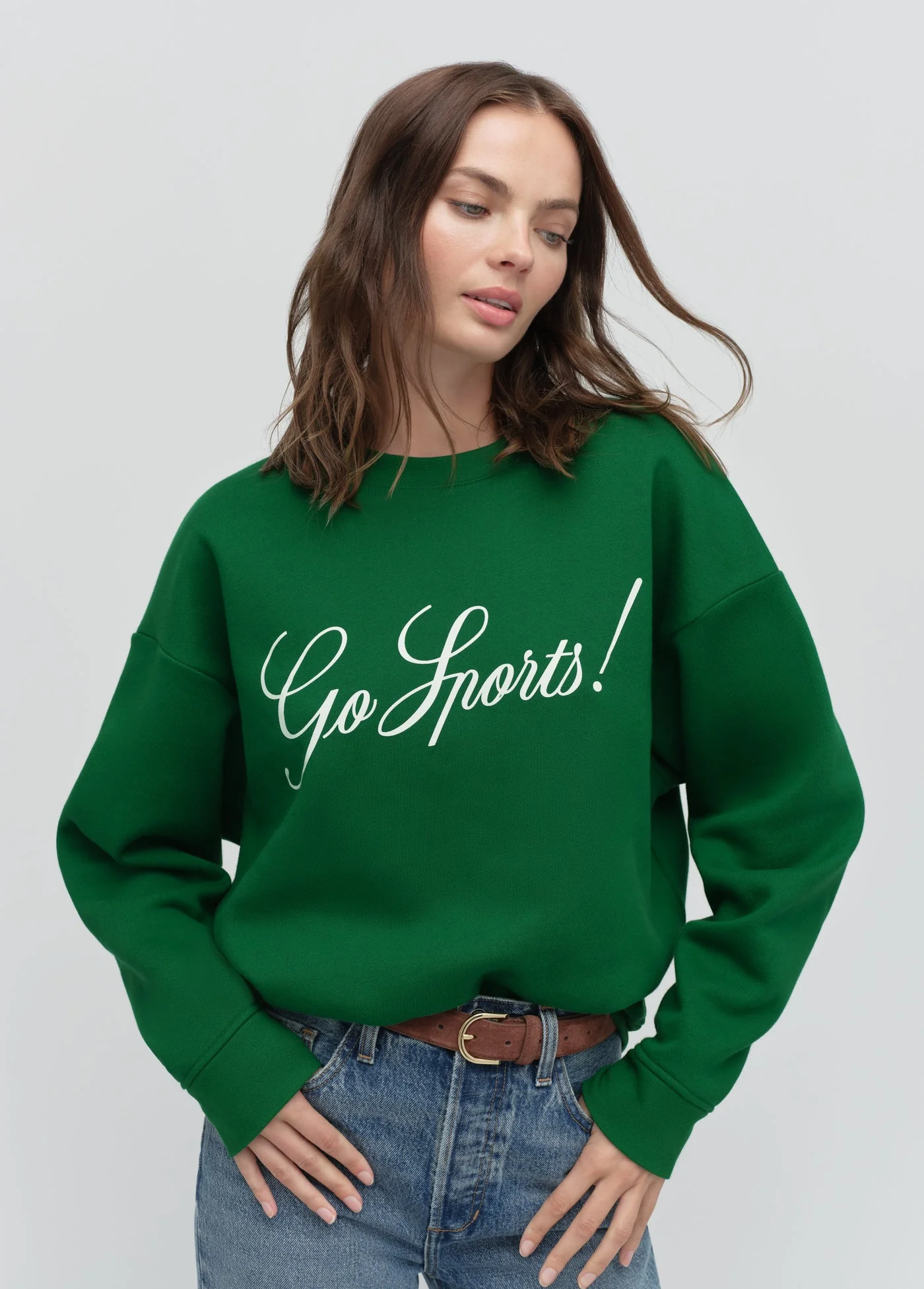 The Go Sports Script Sweatshirt | Green White