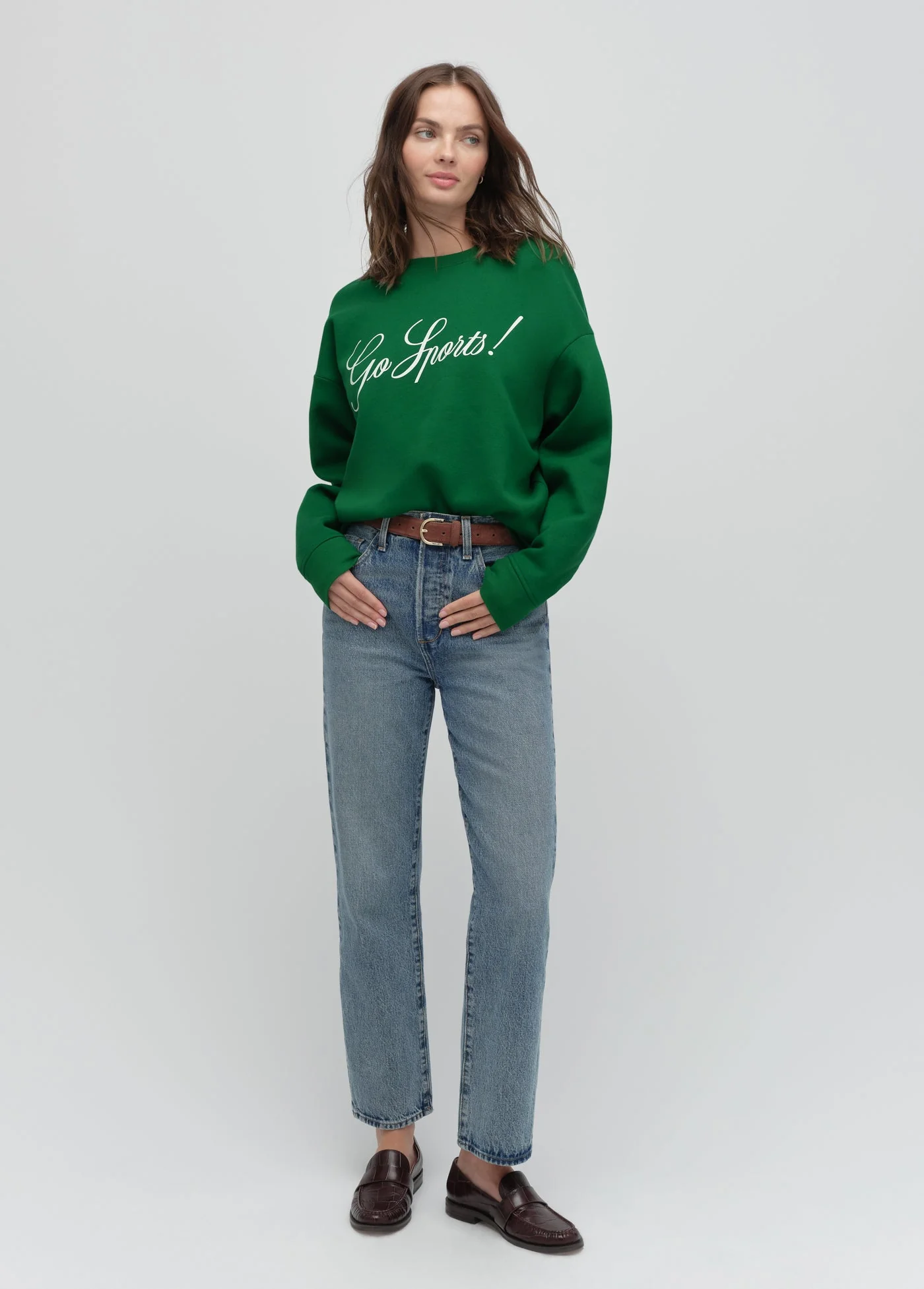 The Go Sports Script Sweatshirt | Green White - Image 2