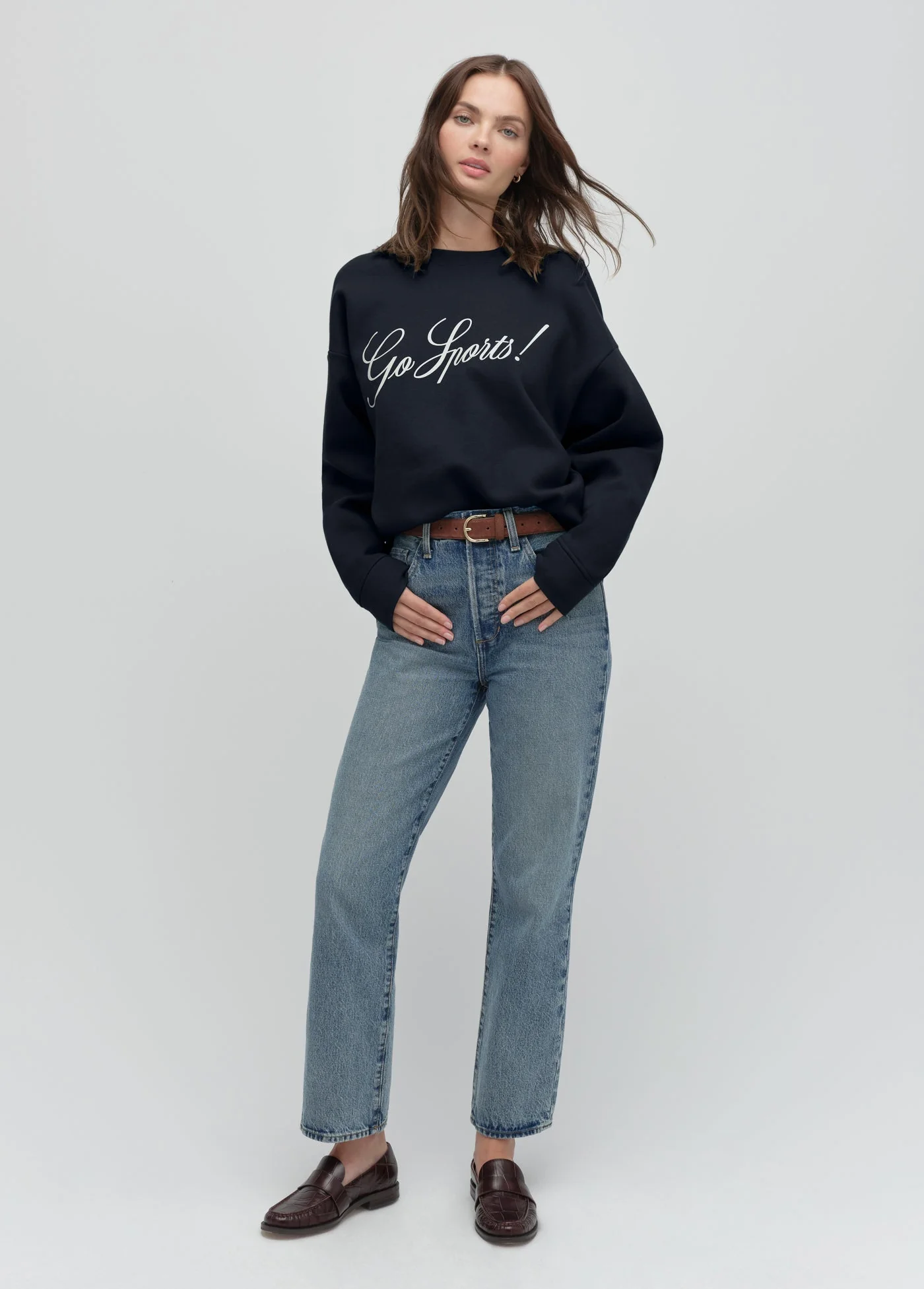 The Go Sports Script Sweatshirt | Navy White - Image 2