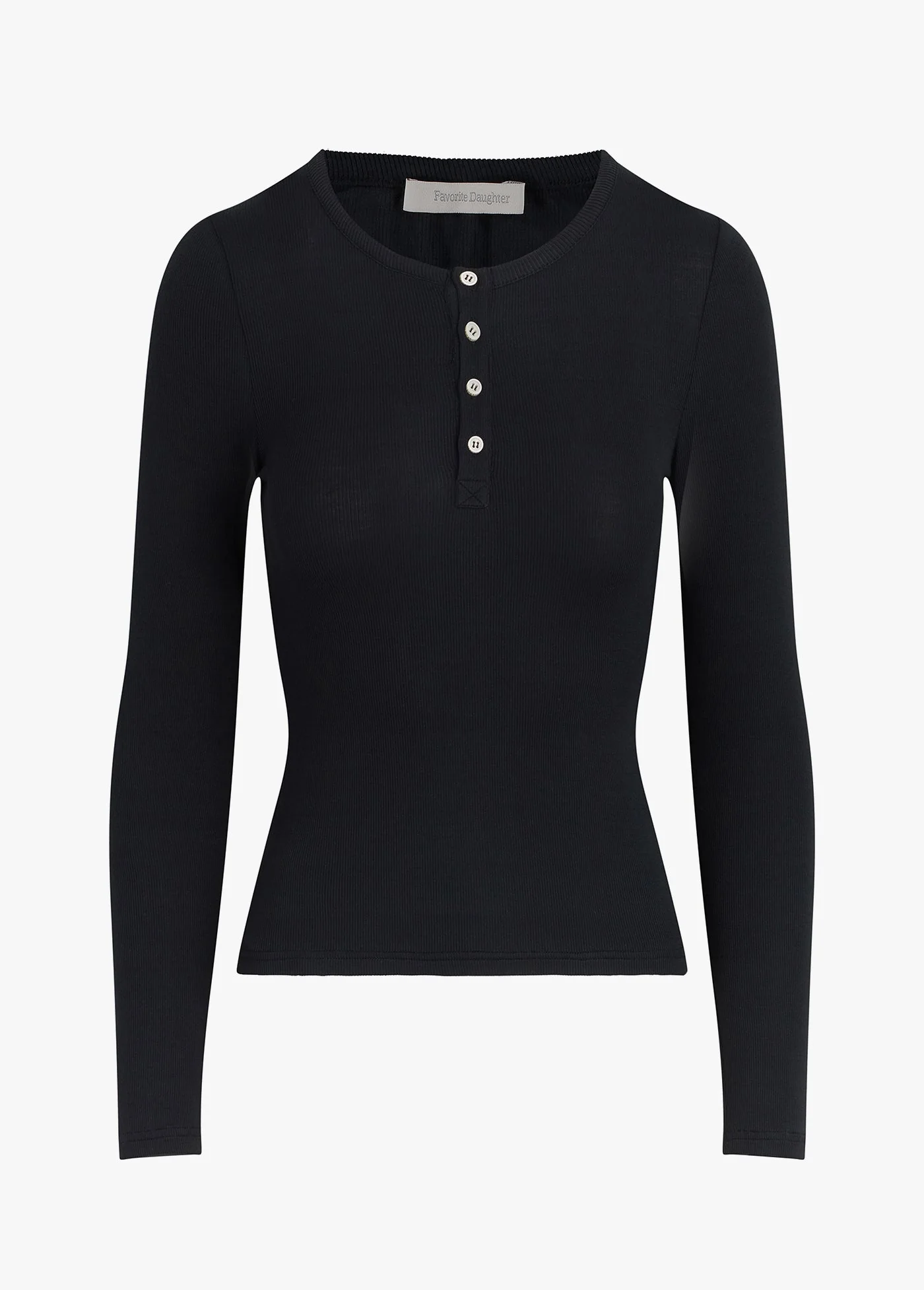 The Henley Ribbed Long Sleeve | Black - Image 6