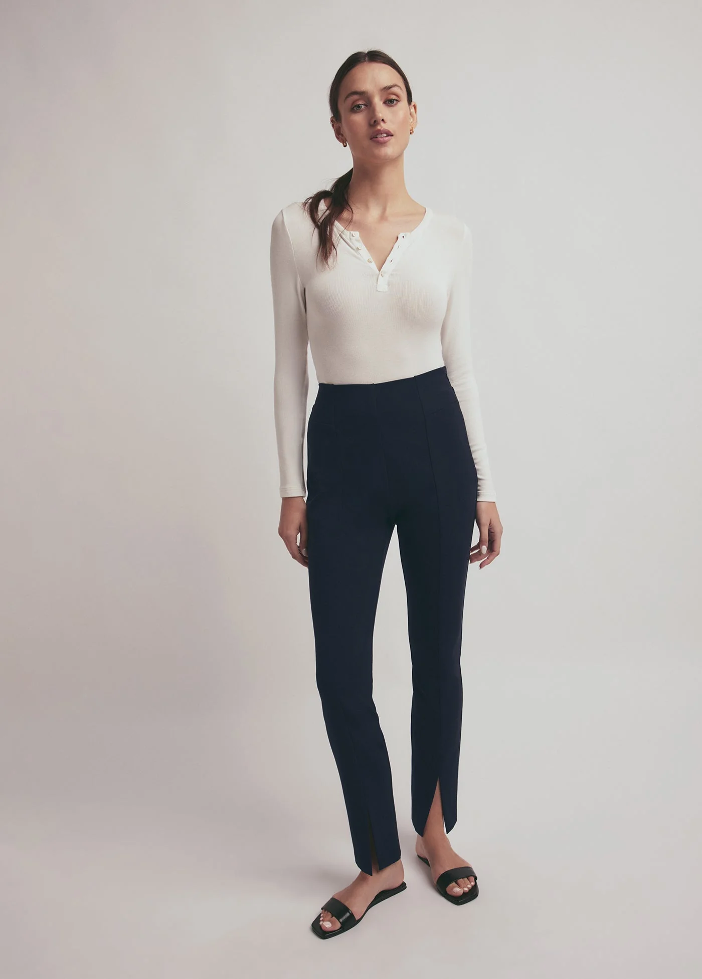 The Henley Ribbed Long Sleeve | White - Image 3
