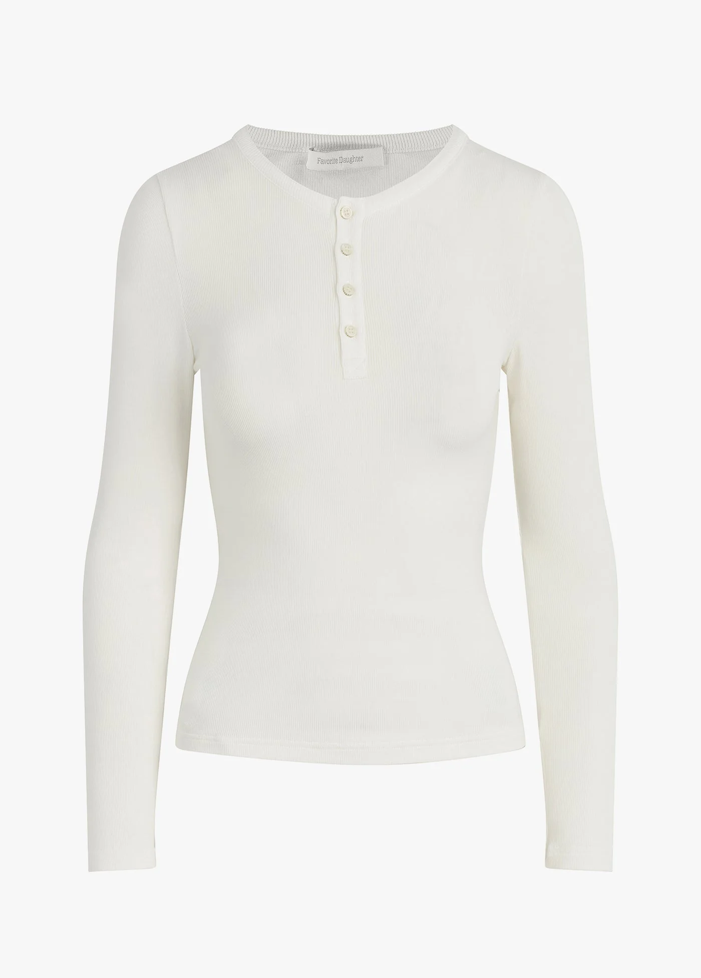 The Henley Ribbed Long Sleeve | White - Image 6