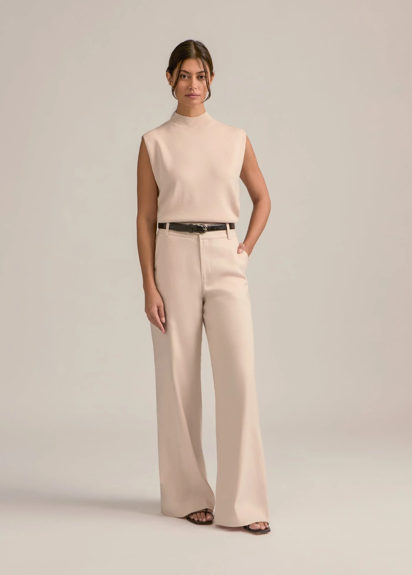 The Jones Linen Wide Leg Pant | Pale Pink