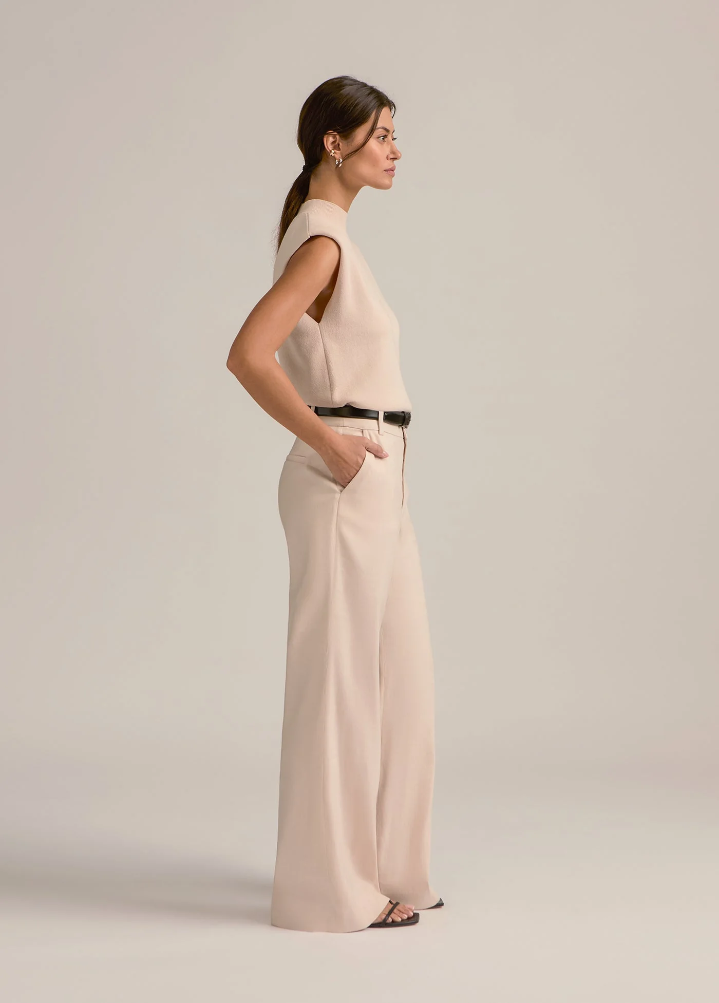 The Jones Linen Wide Leg Pant | Pale Pink - Image 4