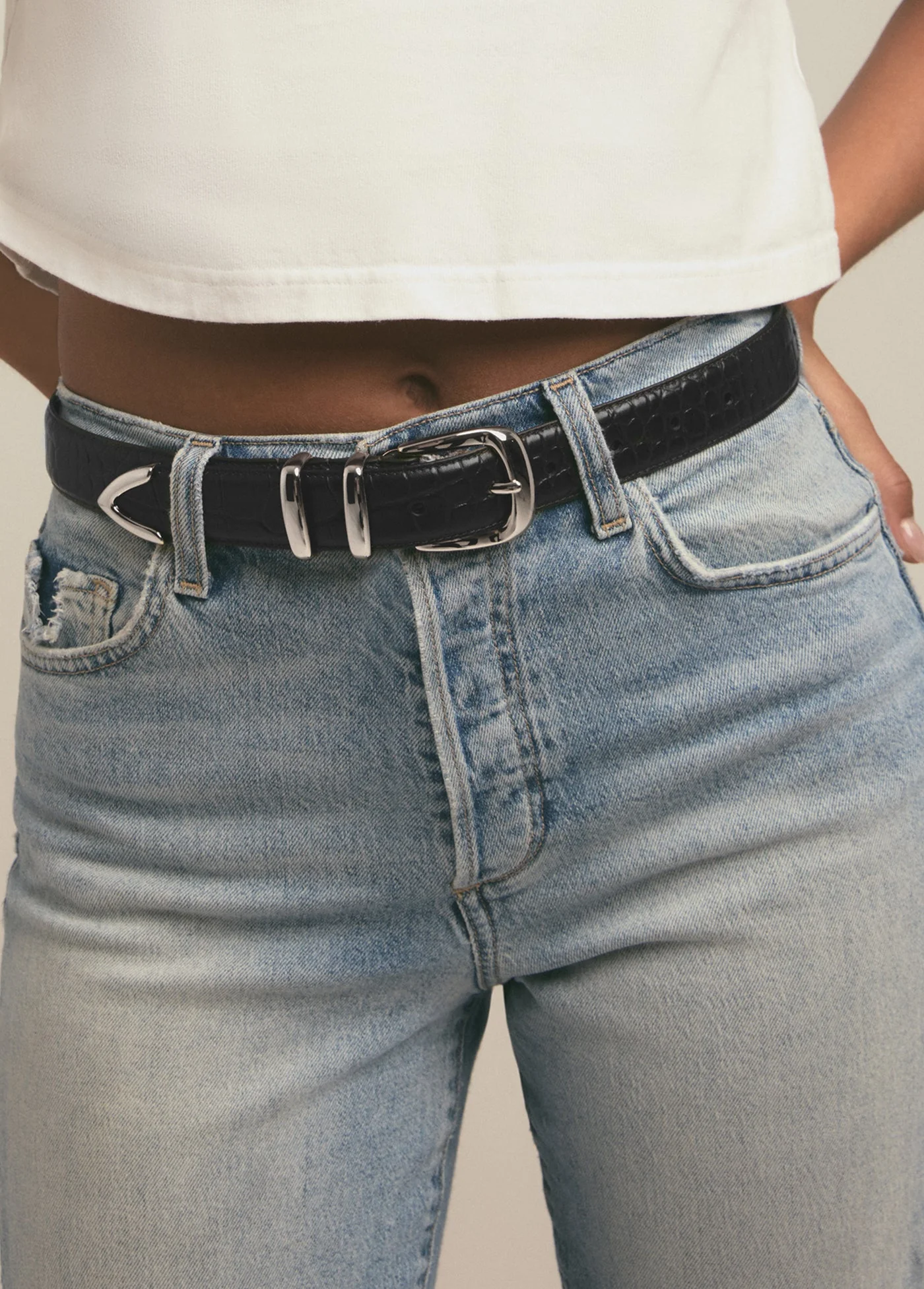 The Jordan Croc Embossed Belt | Black Nickel - Image 2