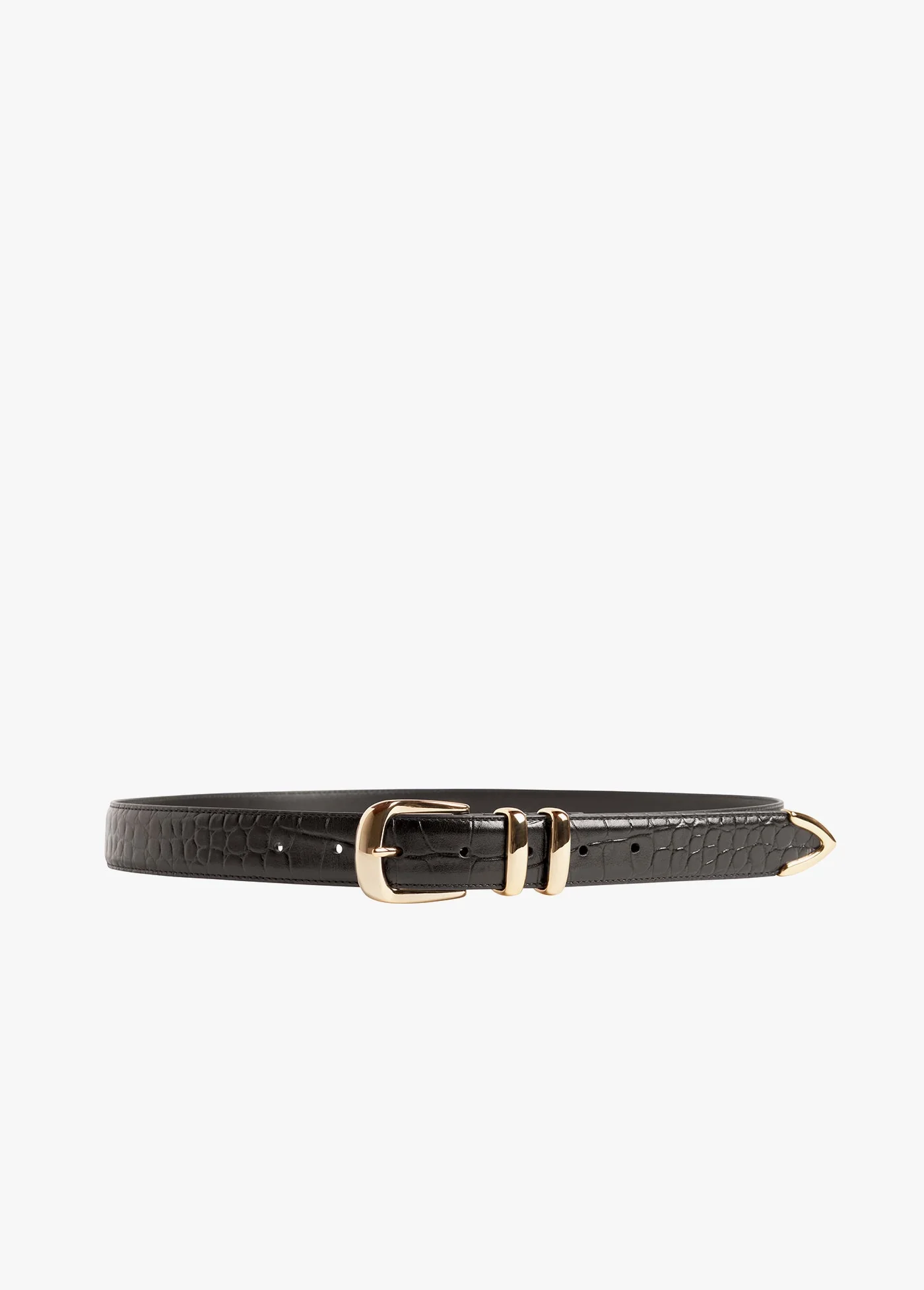 The Jordan Croc Embossed Belt | Dark Brown Gold