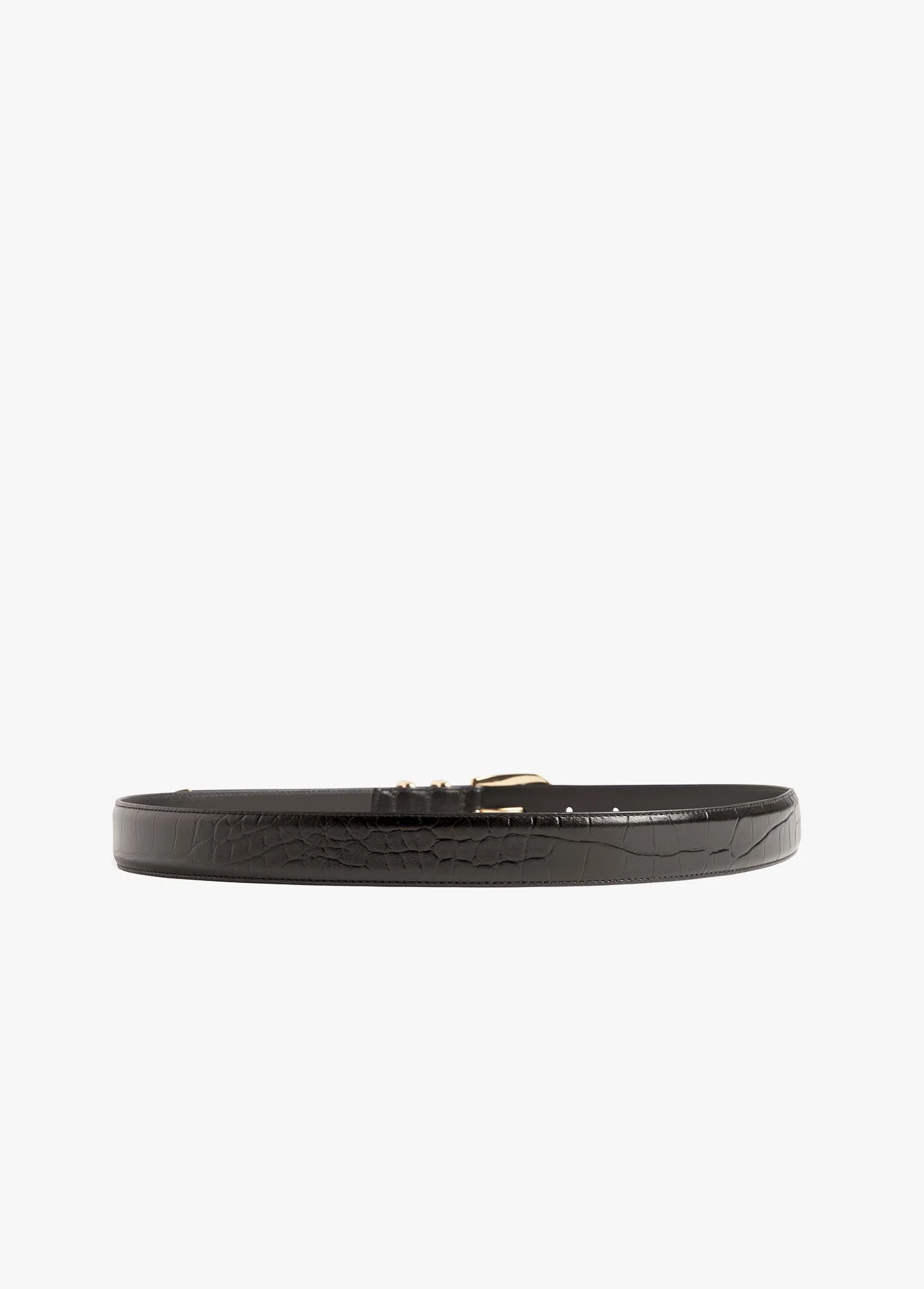 The Jordan Croc Embossed Belt | Dark Brown Gold - Image 4