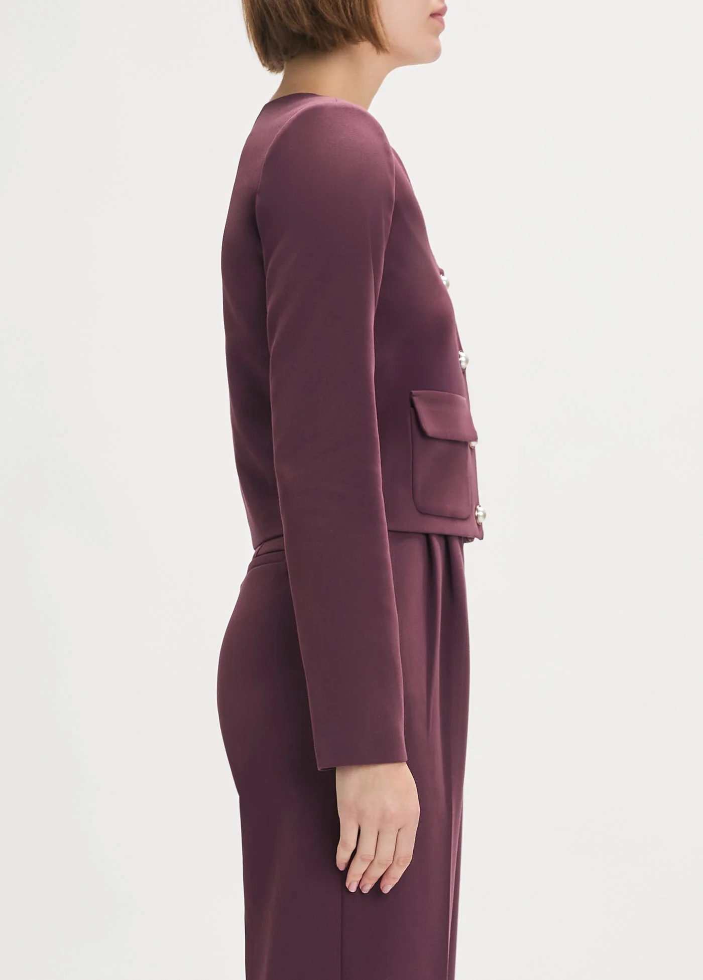 The Laura Crop Jacket | Burgundy Dahlia - Image 5
