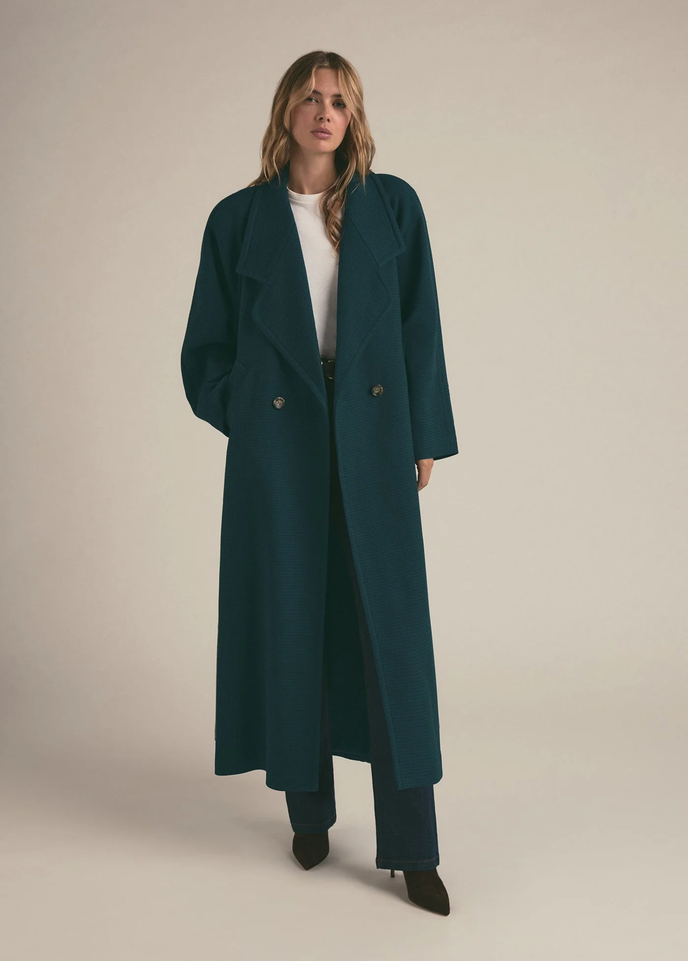The Long Cameron Coat | Juniper Houndstooth - Image 3
